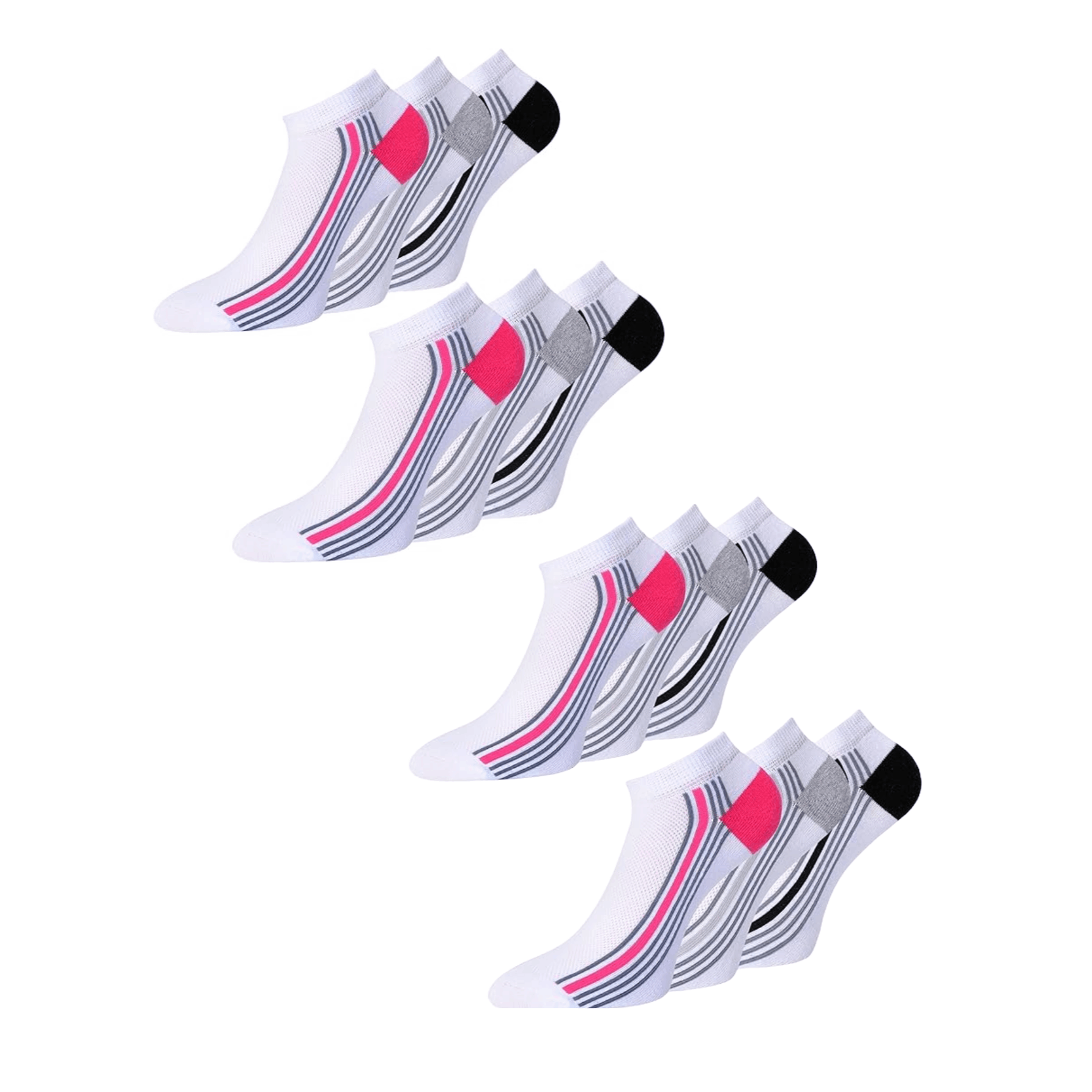 Image of 12 Pairs Women's Ladies Sport Striped Sports Socks Multicolor 39-42