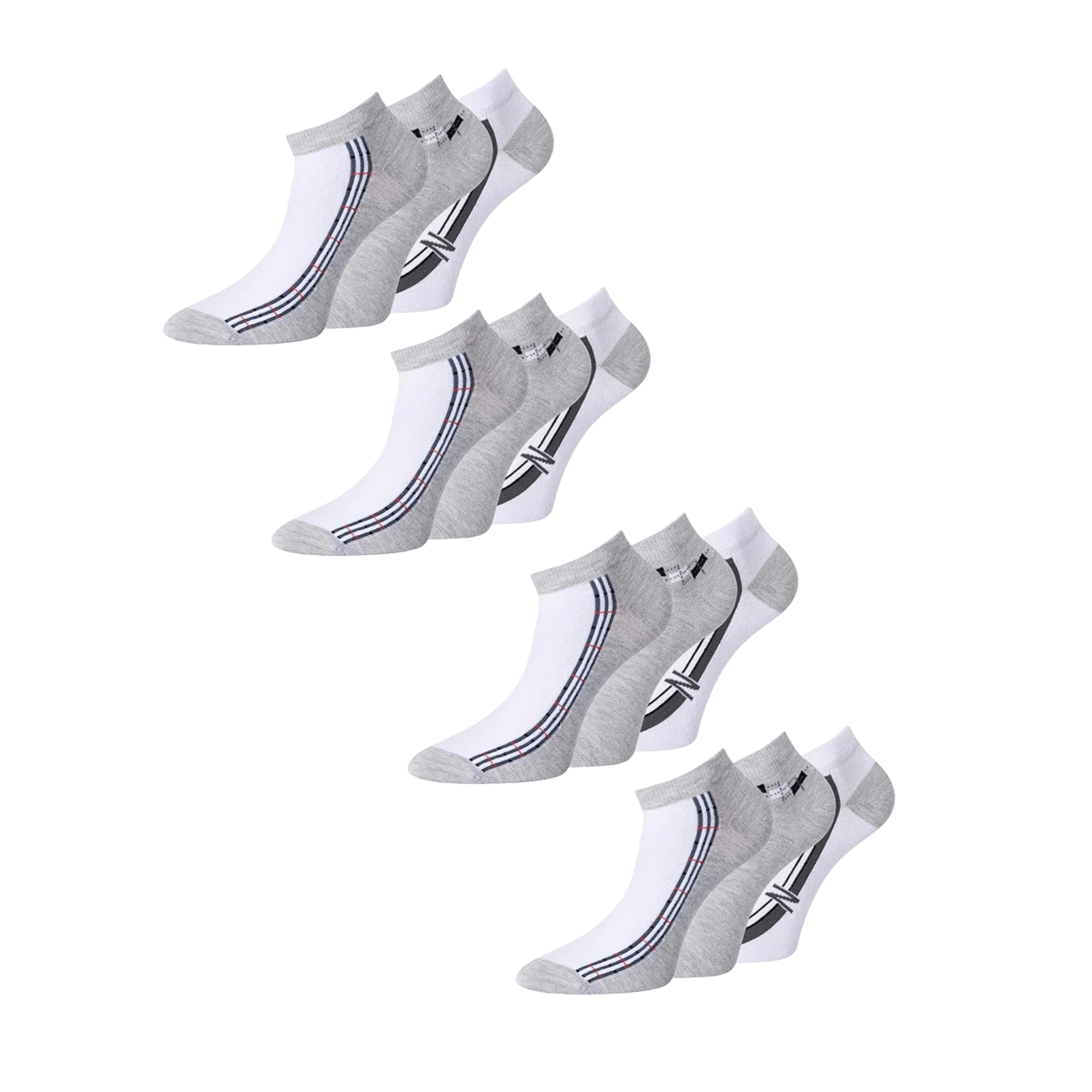 Image of 12 Pairs Women's , Women's Sports Socks With Stripes, Grey, Multicolored, 39-42