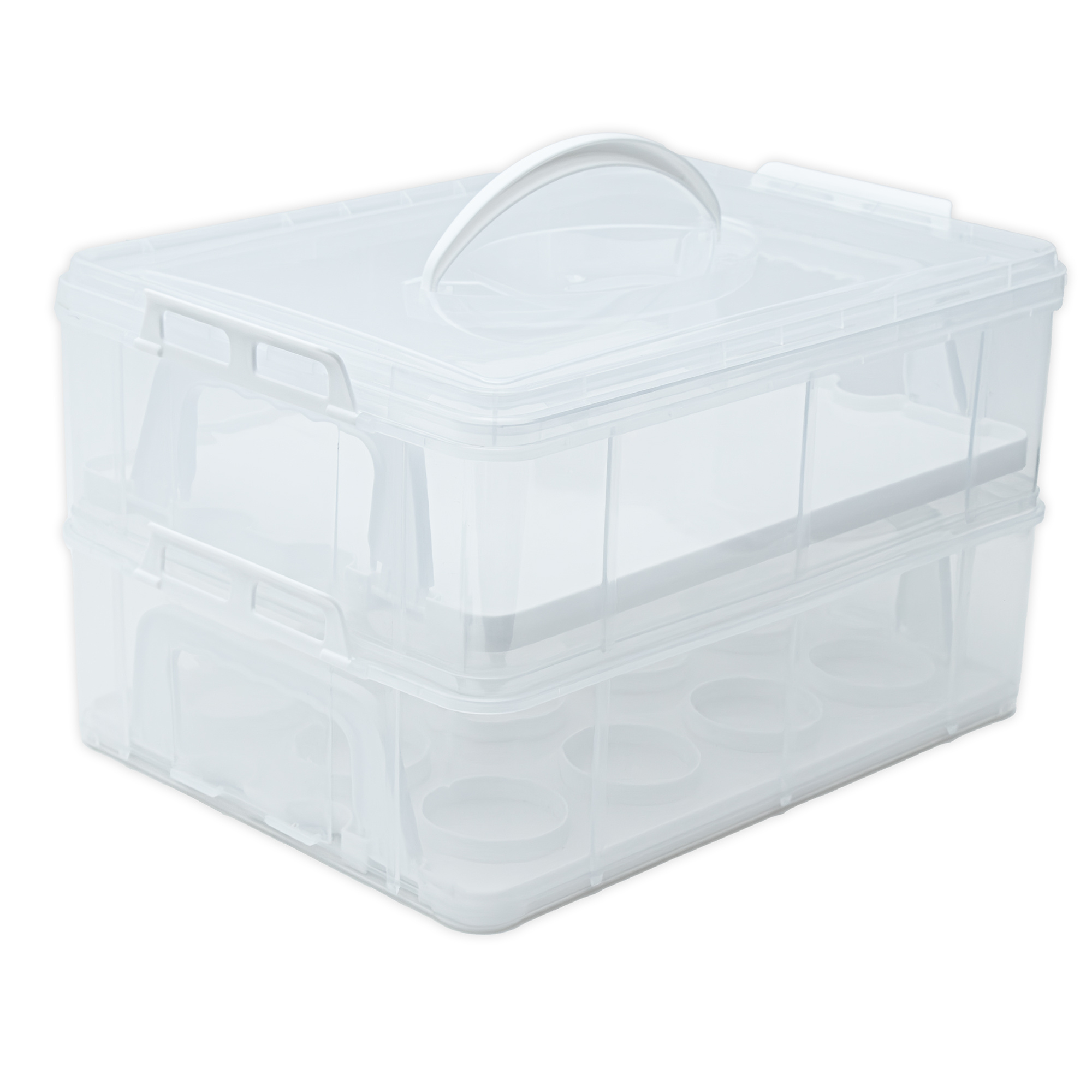 Transport Box Container For Cakes And Cupcakes 2 Tiers Plastic 36.1 X 26.1 X 21.2 Cm Transport Container Muffin Cake Box
