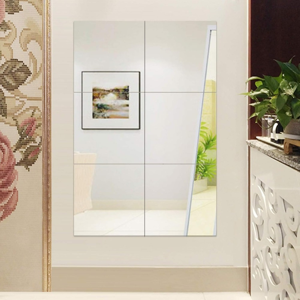 6pcs 12pcs thick square glass mirror wall stickers background wall decoration suitable for bedroom living room office kitchen bathroom entrance   gym shatterproof removable self   wall sticker acrylic mirror wall mounted makeup mirror full body mirror dressing mirror 30x30cm