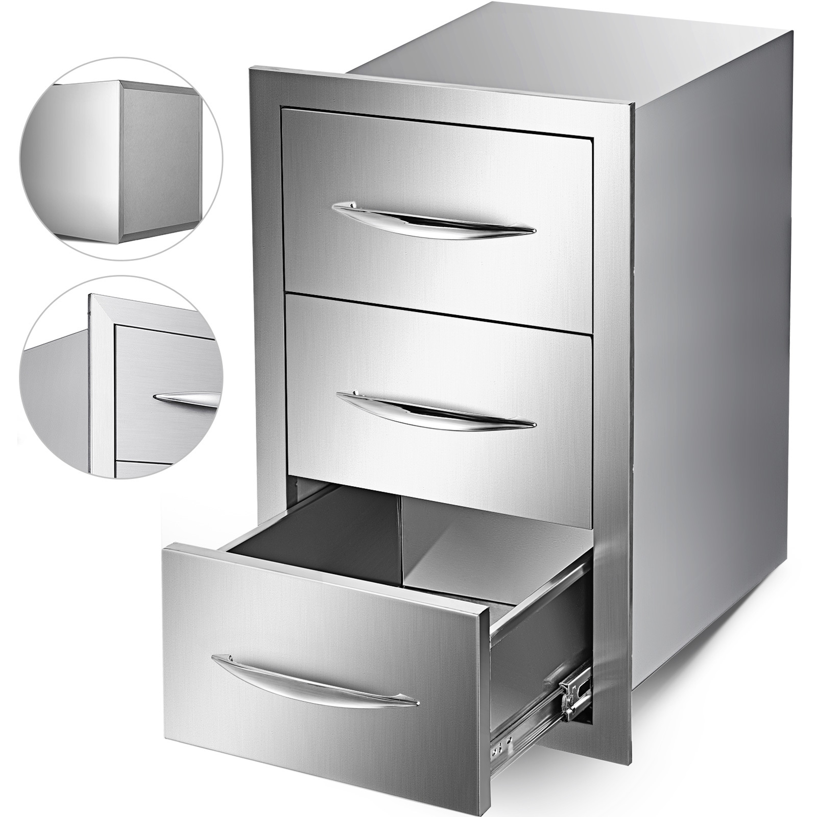 Image of Vevor Stainless Steel 3 Bbq Access Drawer 40x77 Cm Island Drawer Storage Outdoor