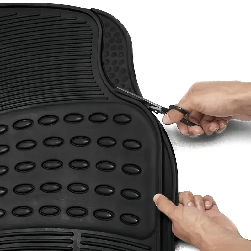 4pcs Universal Car Floor Mats, Premium Pvc Material, Easy To Clean And Cut, Deep Design Provides Protection, Suitable For Cars, Suvs, Trucks, And , Full Set With Grooved Liner Protection