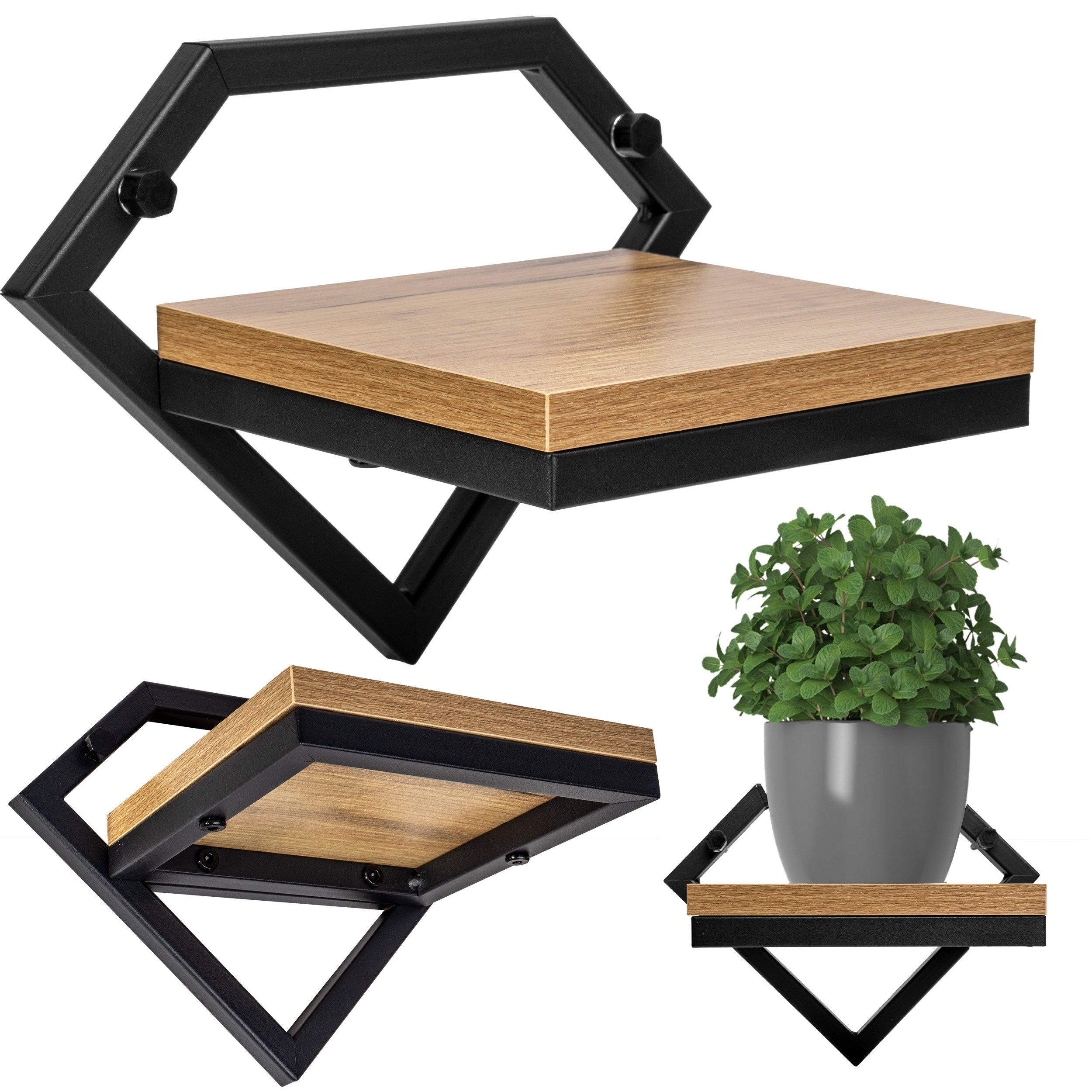 Geometric Loft Wall-mounted Shelf For Flowers, Decor, Books, And Planters