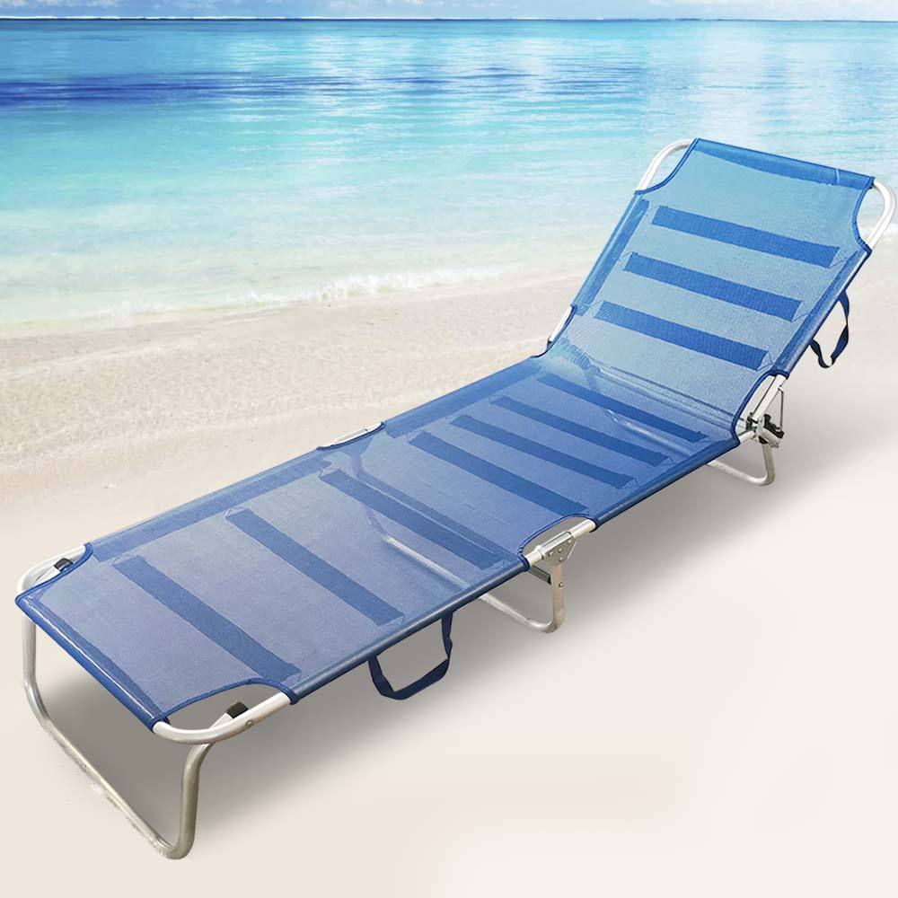 TEMU BAKAJI Tumbona Plegable con Respaldo Reclinable, Estructura de Aluminio Ahorradora de y Tela Transpirable para Playa, Piscina o Relajación – 190