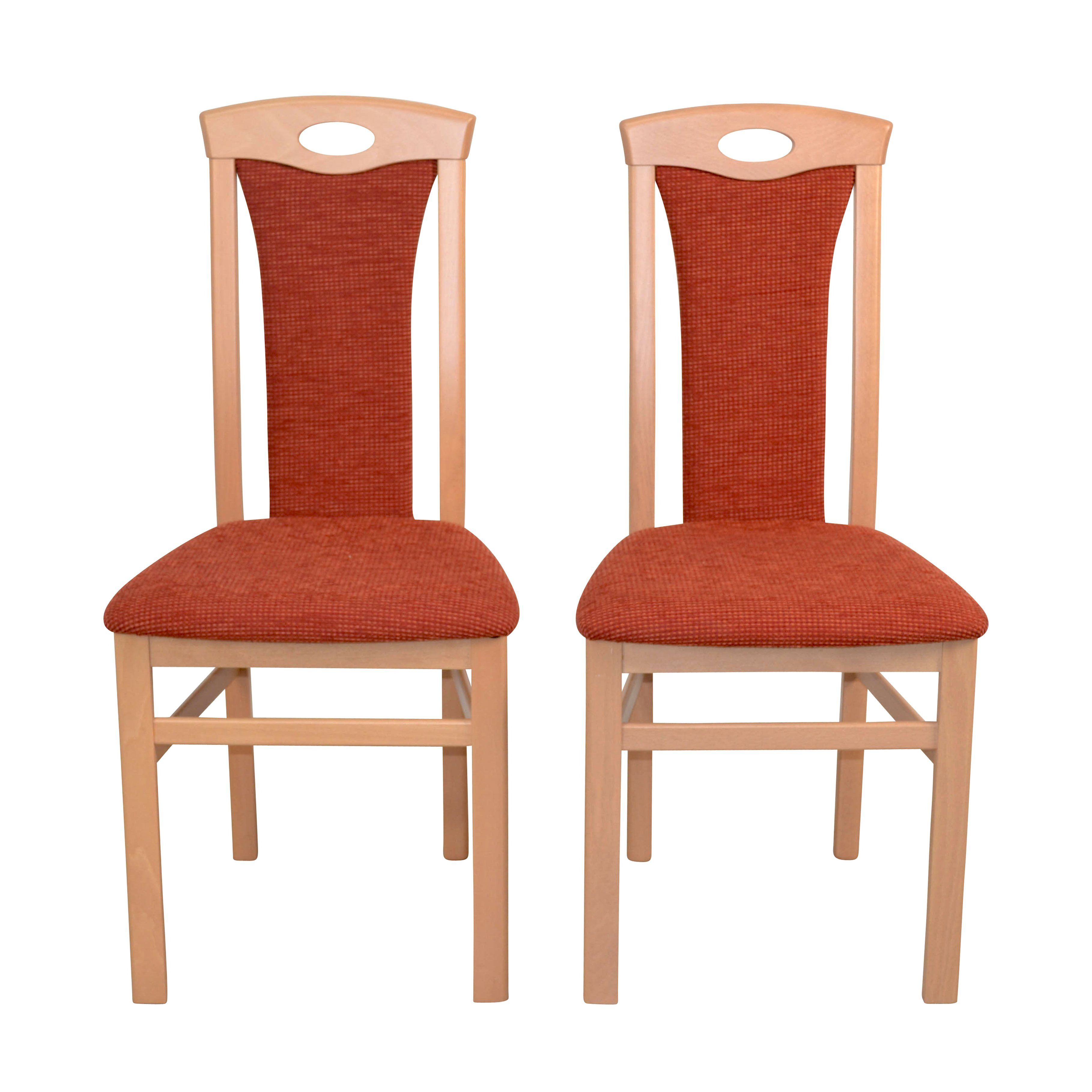 Image of Solid Wood Chair, Upholstered Dining Chair, Textured Fabric, In Many Color Combinations, 2-piece Set