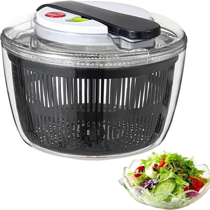 TEMU Large Manual Lettuce Spinner & Fruits Vegetable Washer Dryer With Rotary Handle, Salad Spinner, Tastier Salads, 24*17*24cm