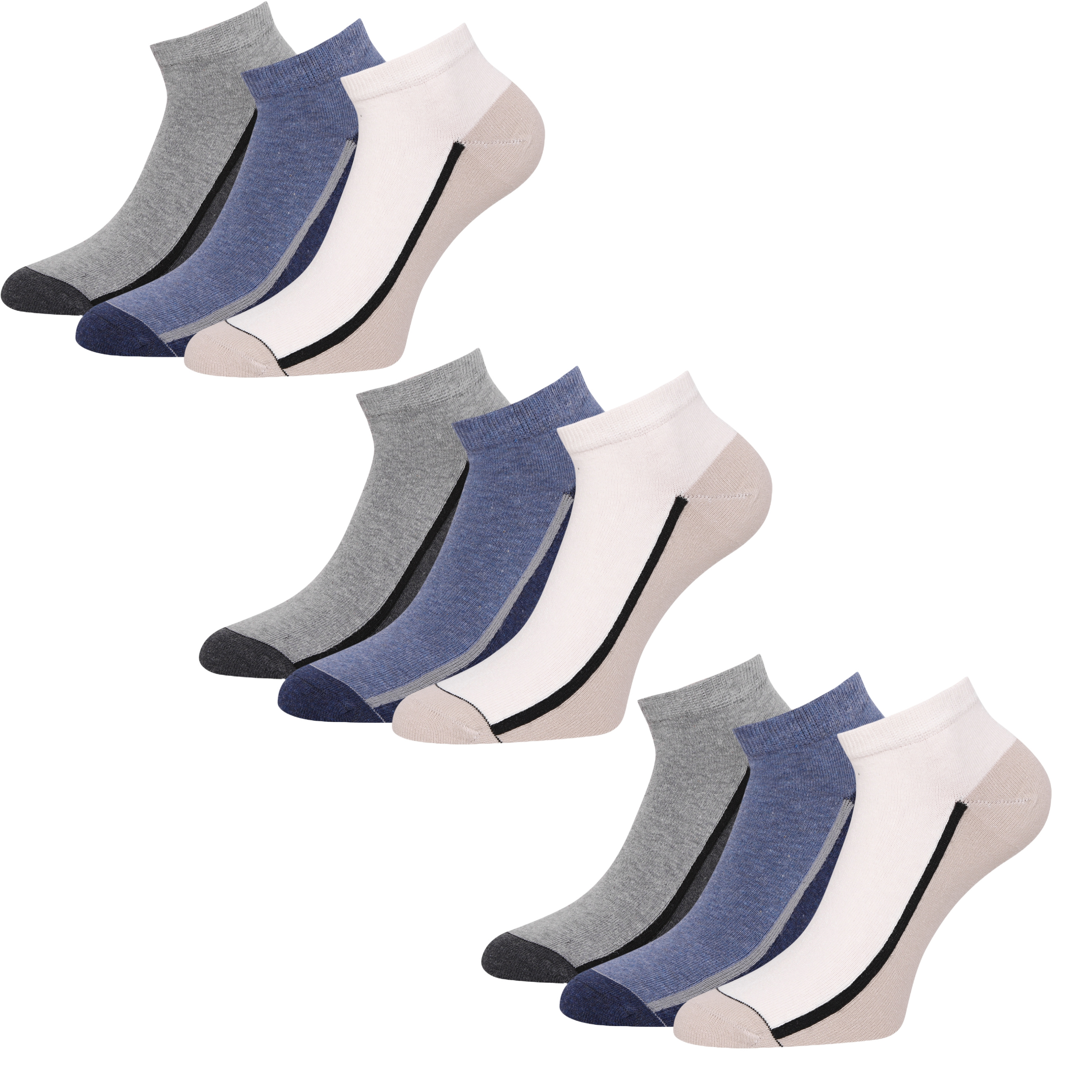 E-shop 9 Paar Sneaker Socken Herren Knöchelsocken Baumwolle bequeme Kurze Socken 39-42, 43-46, 47-50