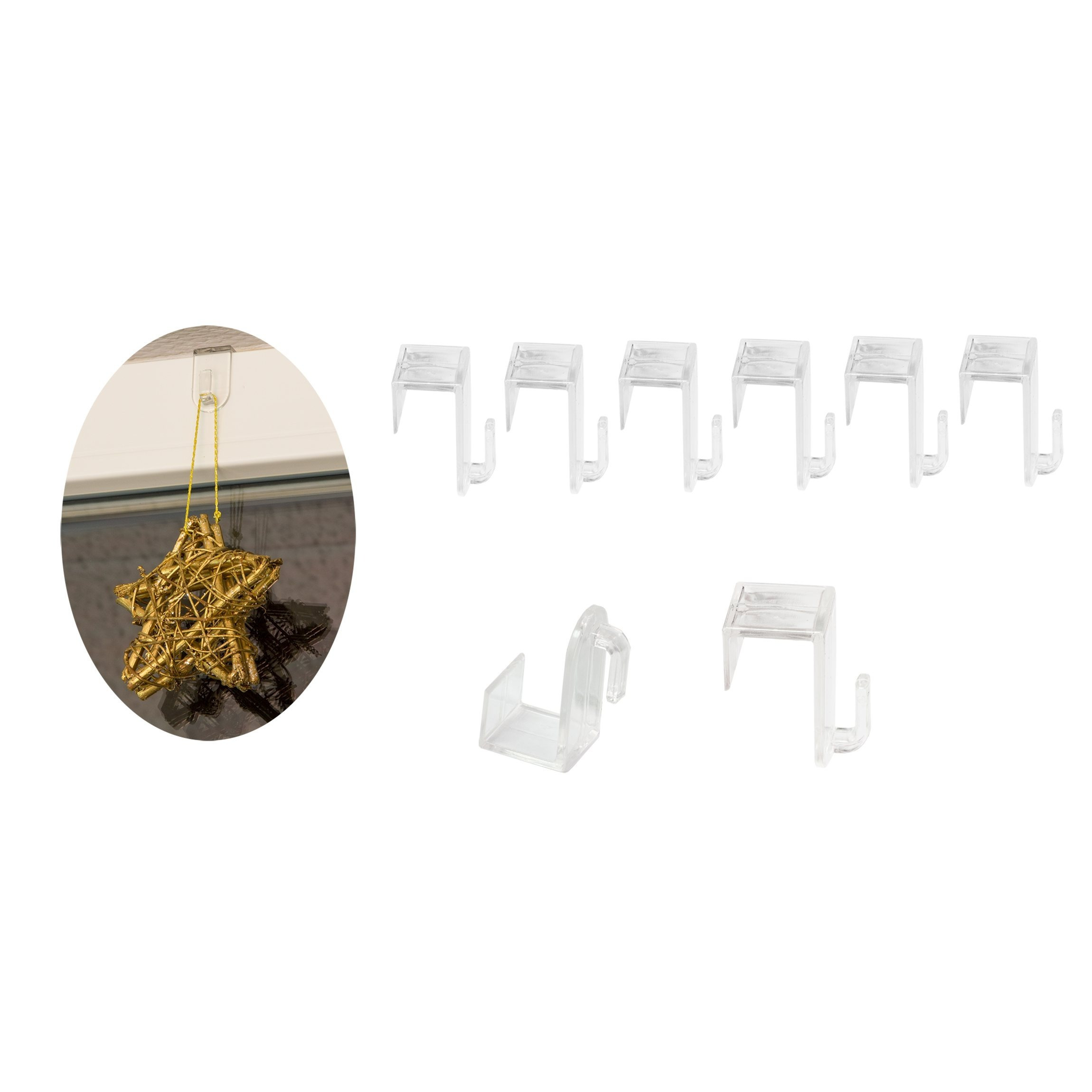 TEMU 8pcs Window And Door Hook Set - Made Of Transparent Plastic - Unobtrusive & Efficient - For A Window Of Max. 1.7 Cm - Ideal For Fairy Lights,