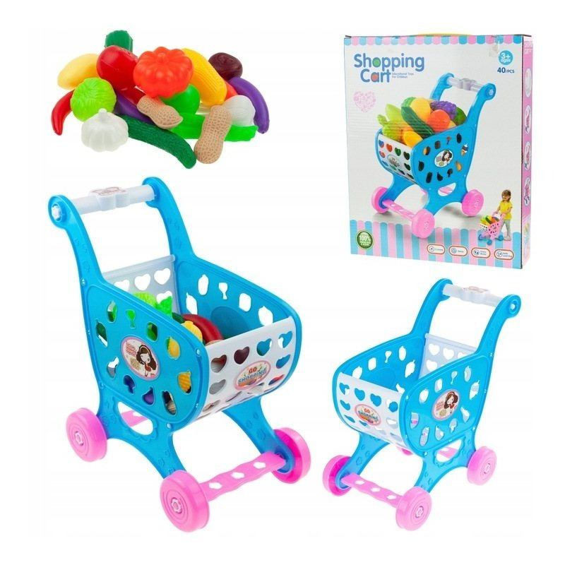 TEMU Shopping Cart With Shopping Basket With Accessories Fruits Vegetables Supermarket