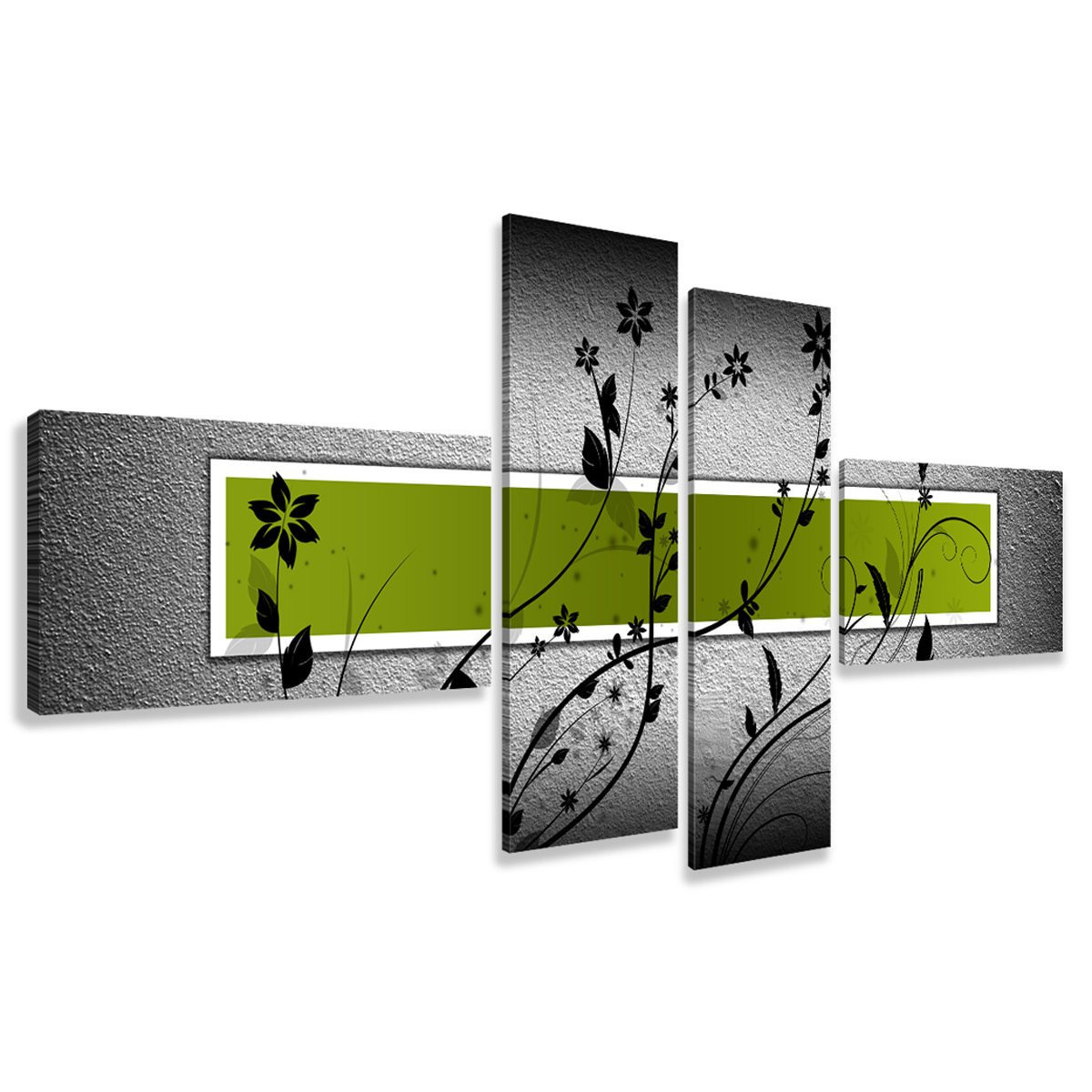 Image of Framed 160 X 75 Cm Green Picture – Modern Art Print On Canvas | Wall Art For Living Room & Lounge | Elegant Canvas Picture – Art. No. 6534