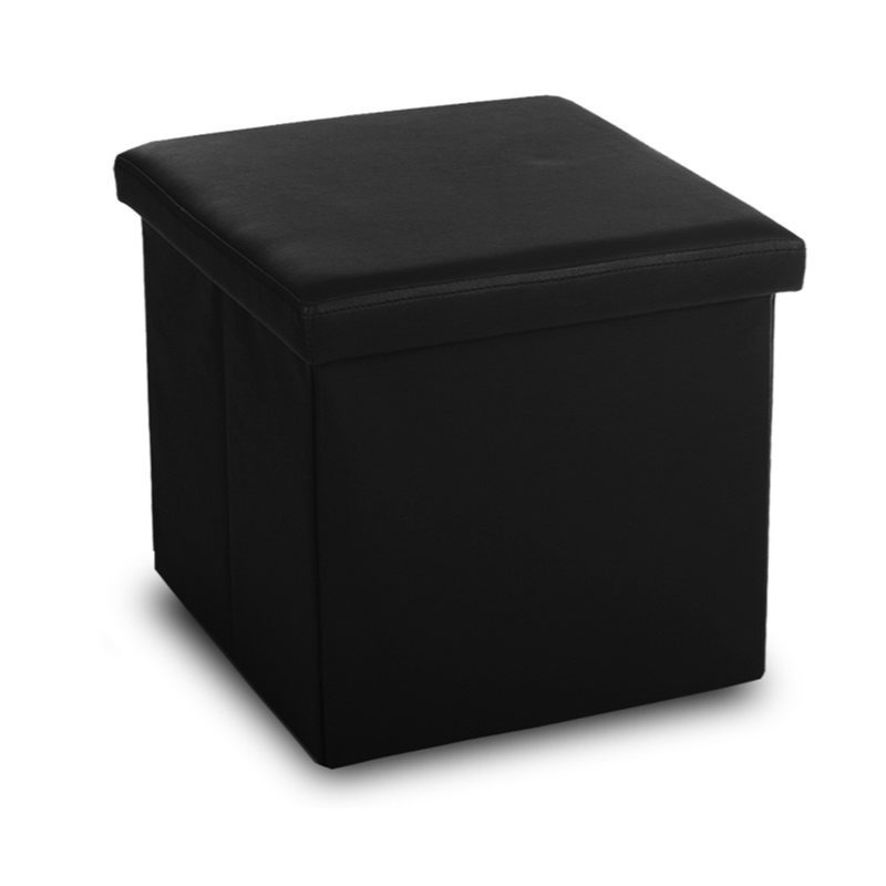 TEMU GREATOOL Puff Baúl Plegable, Taburete Almacenaje PVC, GranCapacidad, Capacidad de Carga 300 kg， 38x38x38cm