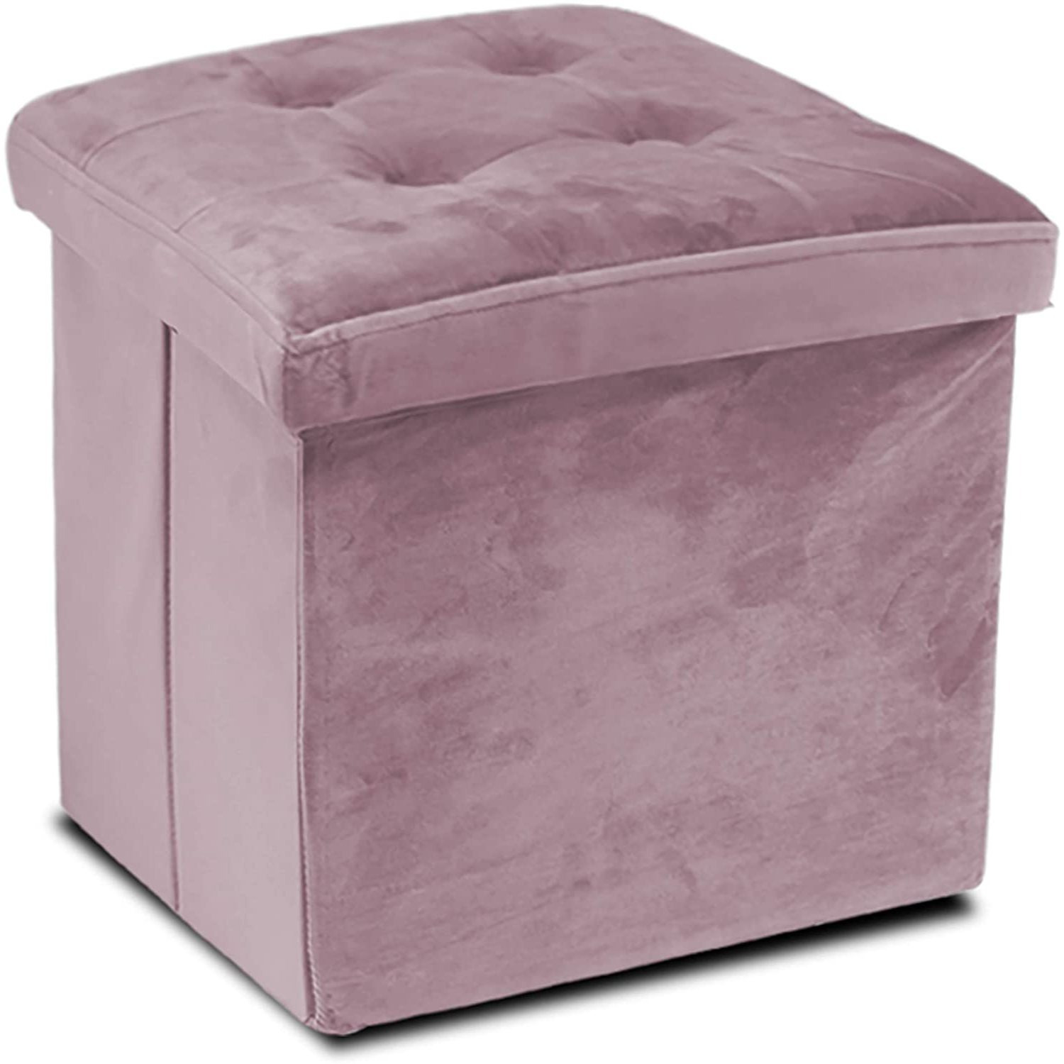 TEMU GREATOOL Puff Taburete Almacenaje 38x38x38cm, Treciopelo, Baúl Puff Taburete para Almacenaje Plegable Carga de 300 kg