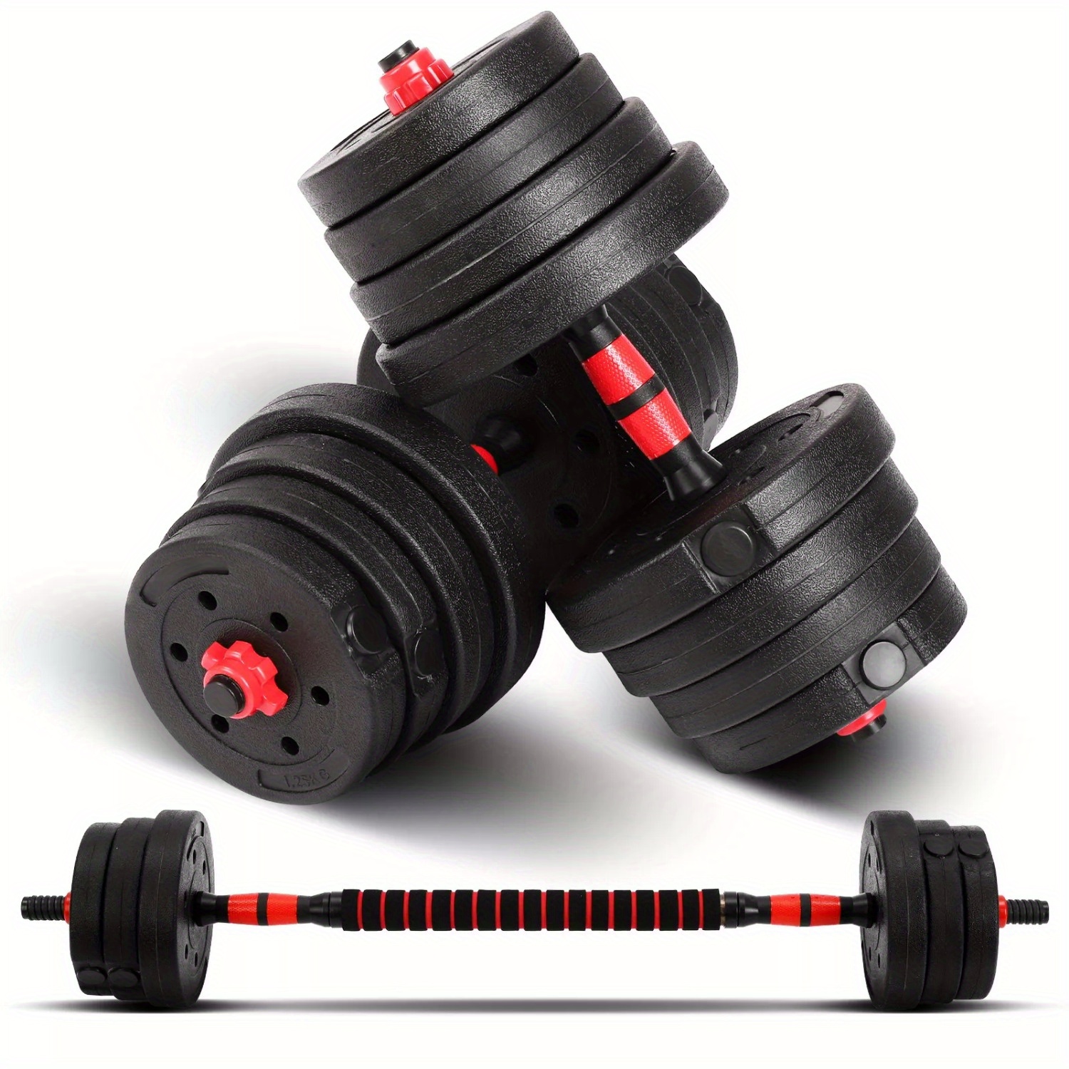 30Kg Dumbbell Set with Barbell and Weight Plates for Strength Training