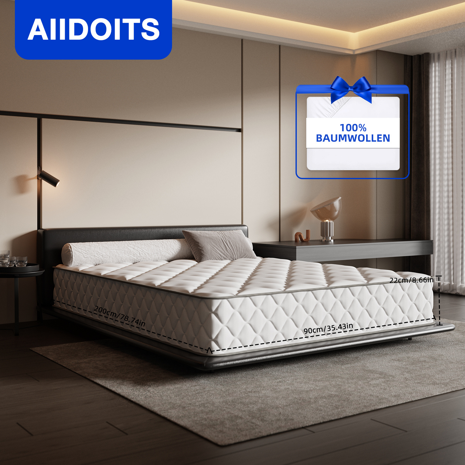 TEMU Air Mattress 140x200, Mattress 90x200, Mattress 120x200, Mattress 160x200, Mattress 90x190 With 7-zone Core, H5, H4, H3