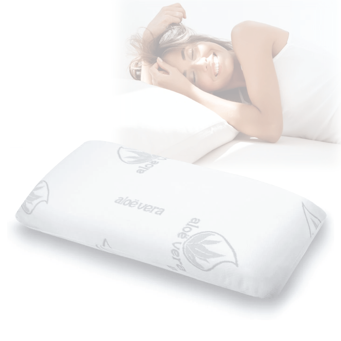 TEMU Almohada viscoelástica con 100% viscoelástico, de Aloe Vera lavable y extraíble con cremallera, diseño ergonómico y termorregulador para un