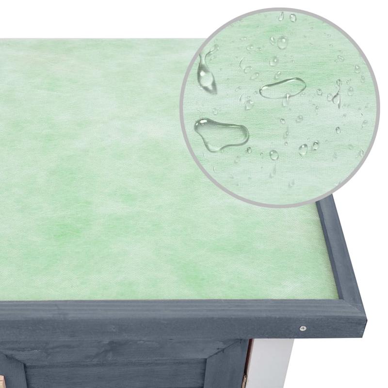 Grijze houten buitenkooi met 4 deuren