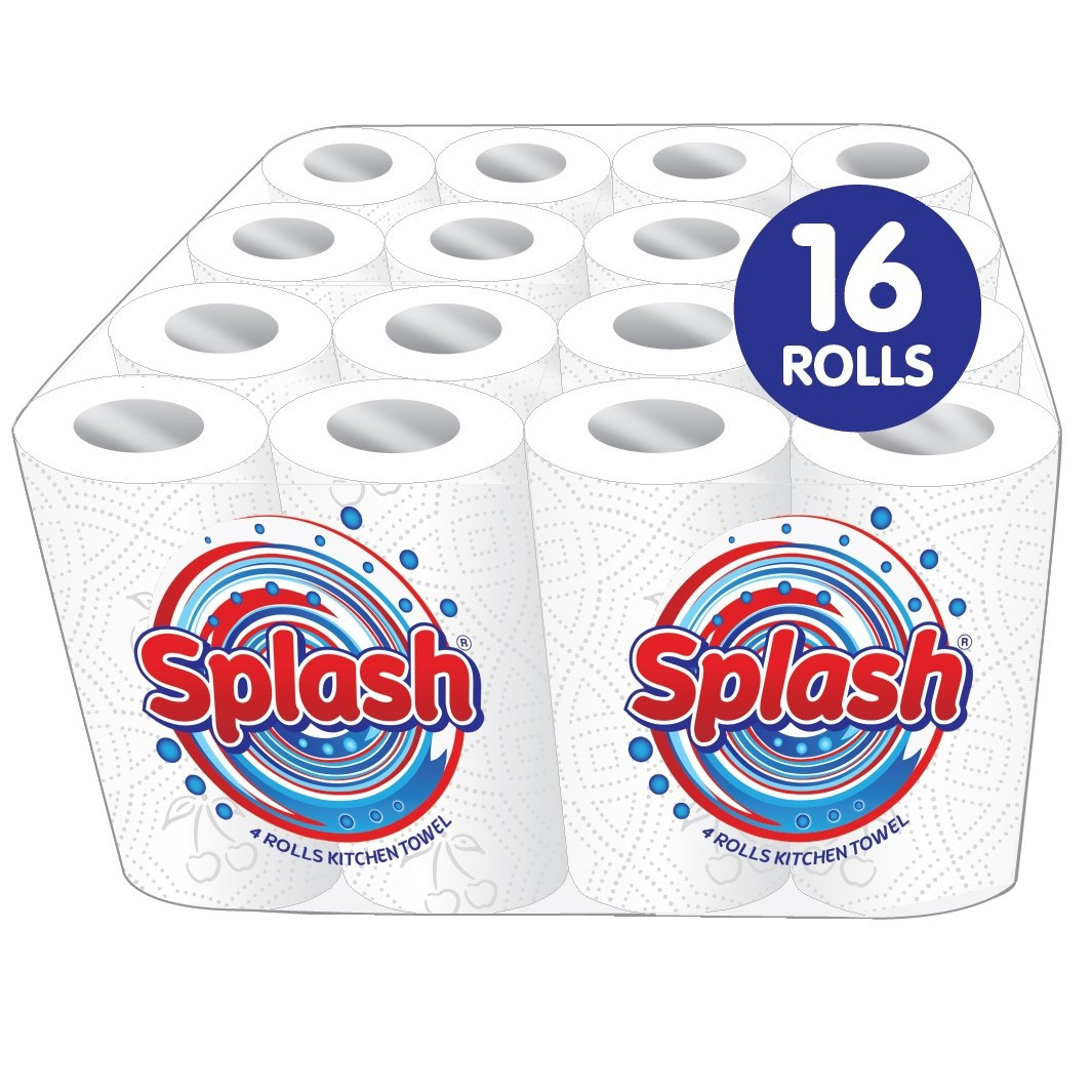 TEMU Kitchen Towels. Splash 2-ply Quilted Paper Rolls. . . Strong. 10m Per Roll