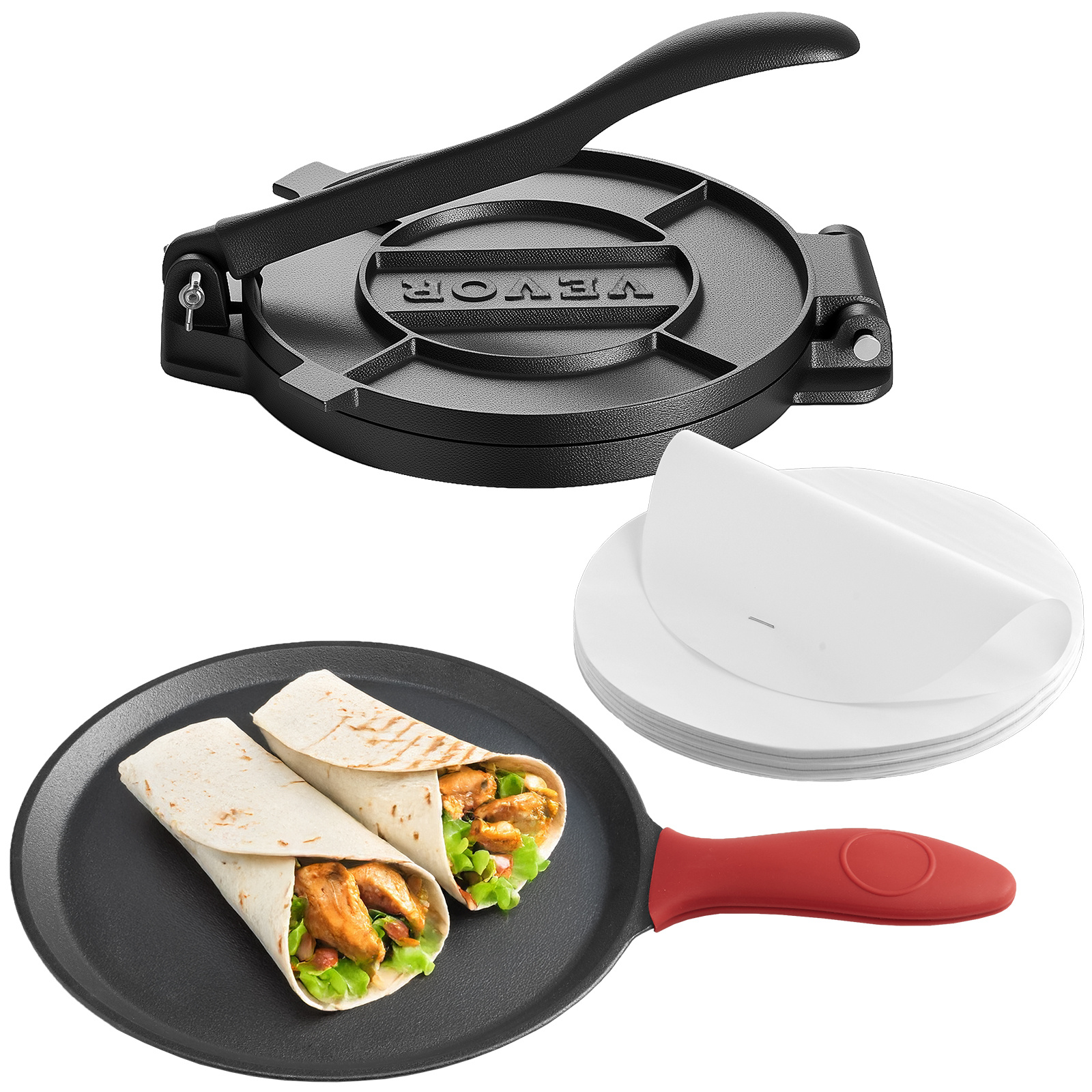 Vevor 10 Inch Tortilla Press Chapati Maker Roti Dough Maker Heavy Duty Cast Iron