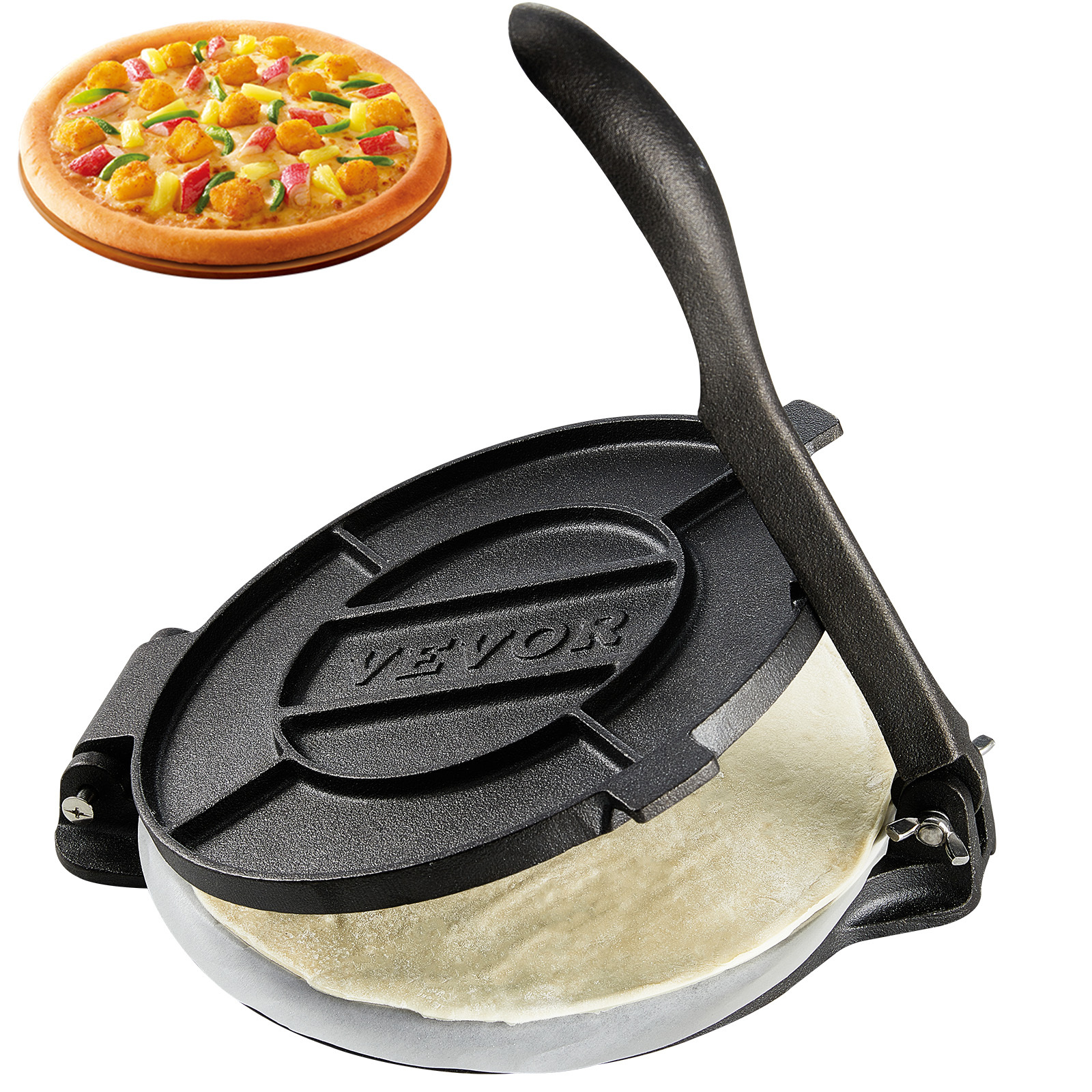 TEMU Vevor Tortilla Press, 8 Inch Tortilla And Roti Maker, Cast Iron Heavy Duty Tortilladora Press, Pre- Pataconera Maker With 100 Pcs Parchment