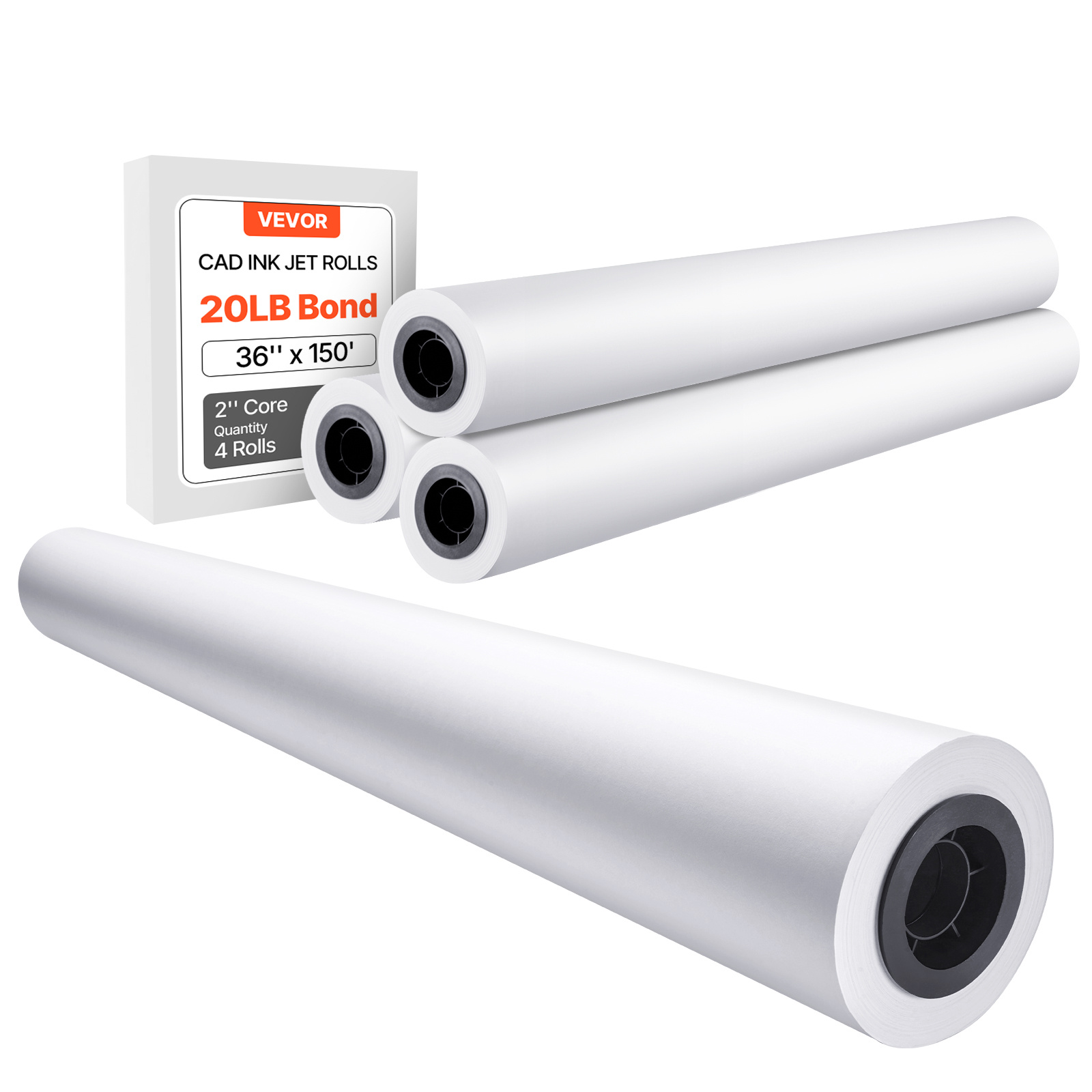 Vevor Wide Format Paper Plotter Paper 4 Rolls 36 150 Ft Cad Rolls