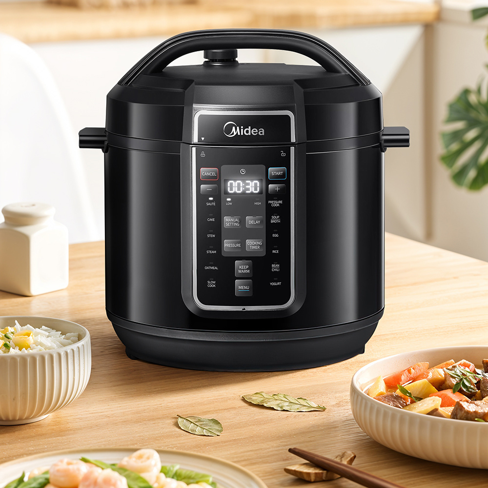 TEMU Midea Compact Pressure Cooker 7.6l - Space-saving Multi-cooker With 12 , Instant Pot®-style Functions & Led Touchscreen | Slow Cook, , Steam &