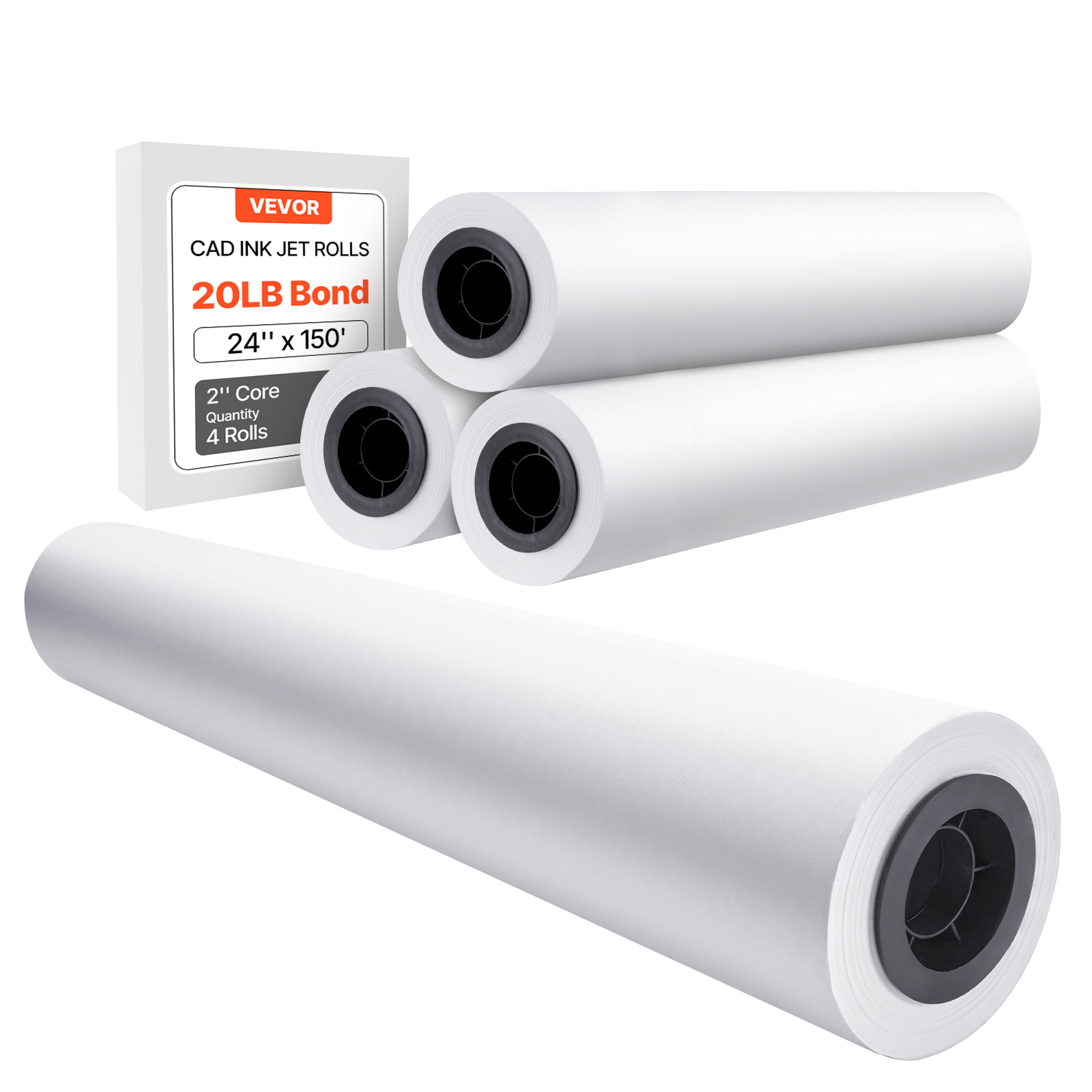 Vevor Wide Format Paper Plotter Paper 4 Rolls 24 150 Ft Cad Rolls