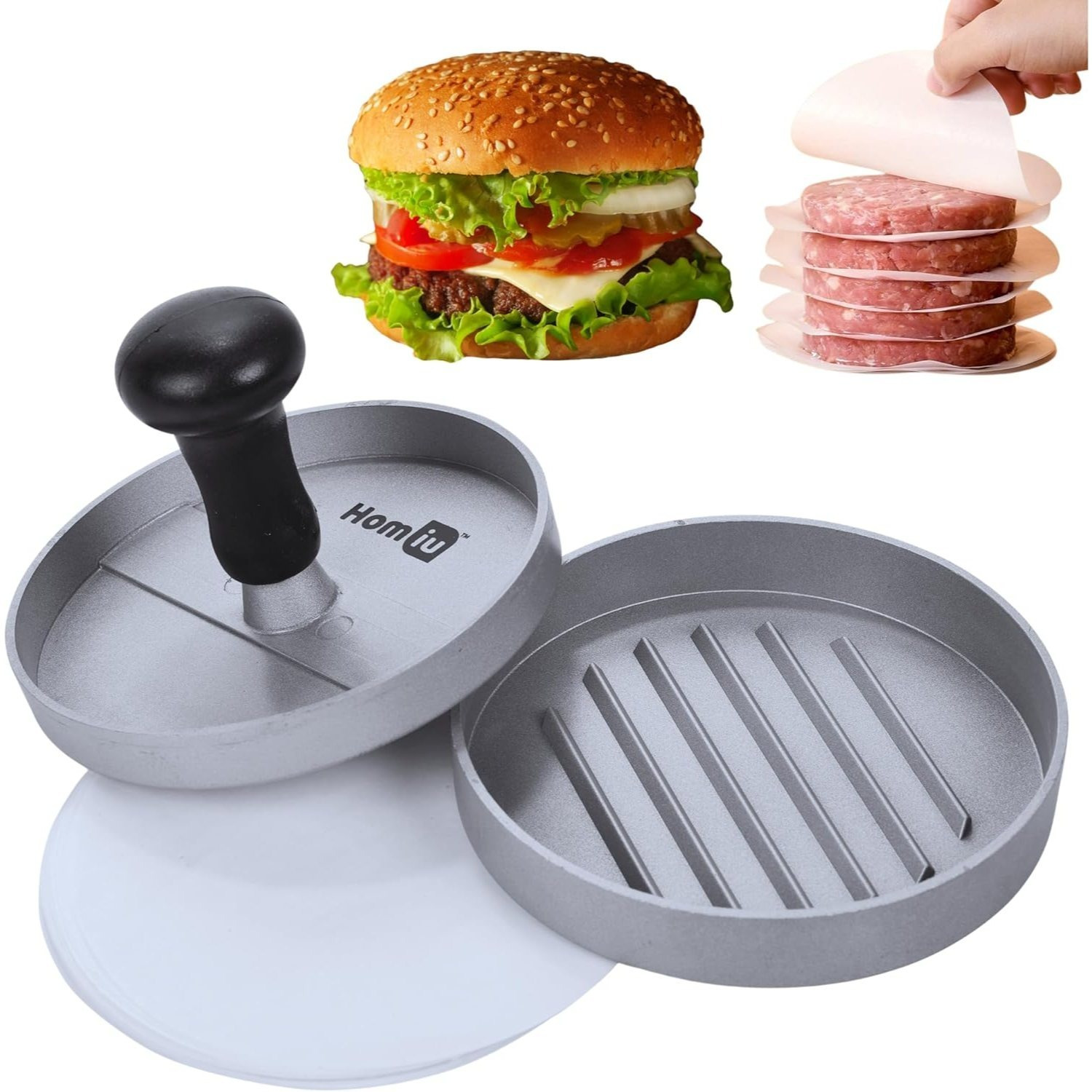 TEMU Homiu Burger Press - Heavy Duty Burger Smasher - Ideal For Flat Top Cooking - Spatula - Cooking Gifts Accessories Kitchen Gadgets - Aluminium