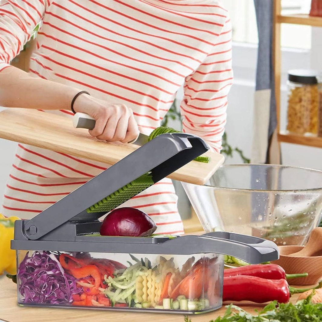 TEMU Kitchen Vegetable Food Slicer Chopper Cutter, 14-in-1 Multifunctional Vegetable , Vegetable And Fruit Cutter, Manual Slicer, Grater, And Set For