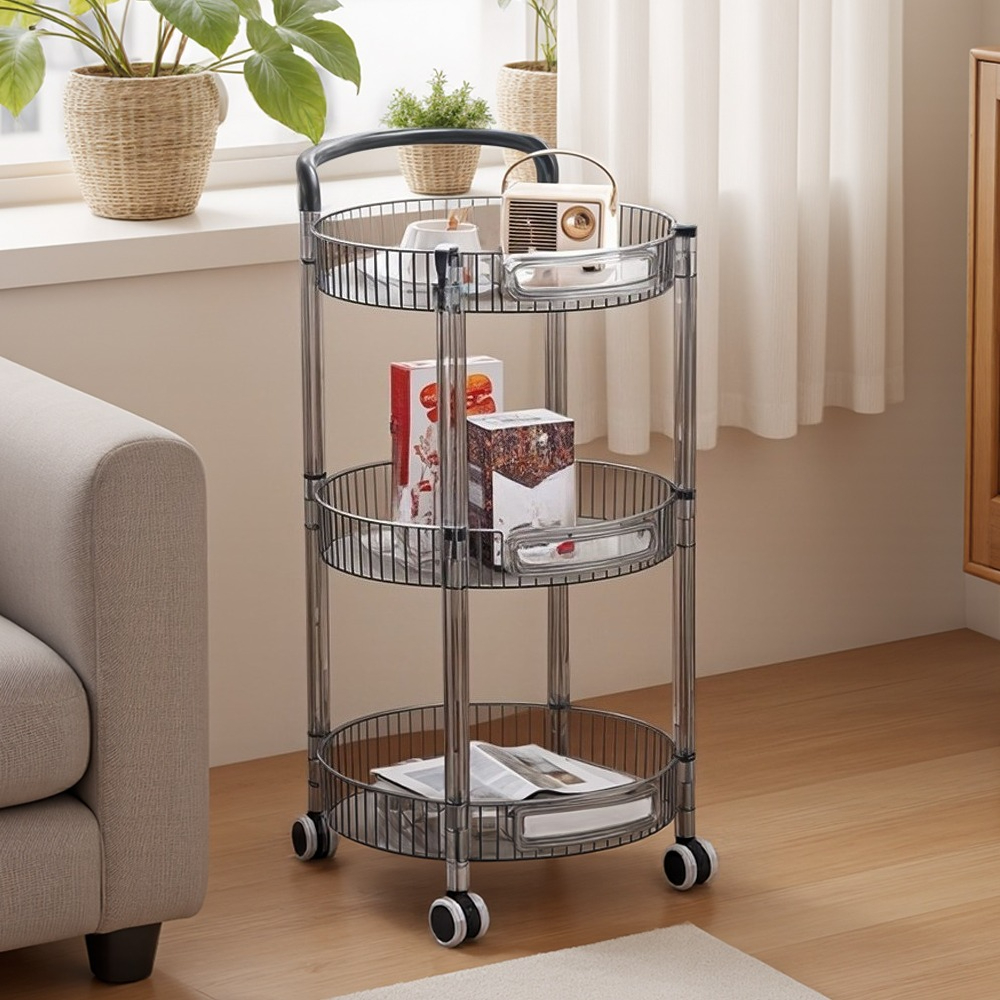 TEMU 3 Tier Rolling Storage Cart With Wheels, Durable Space-saving Storage Rack Shelving Unit With Handle, Plastic Storage Trolley, Easy Assembly,
