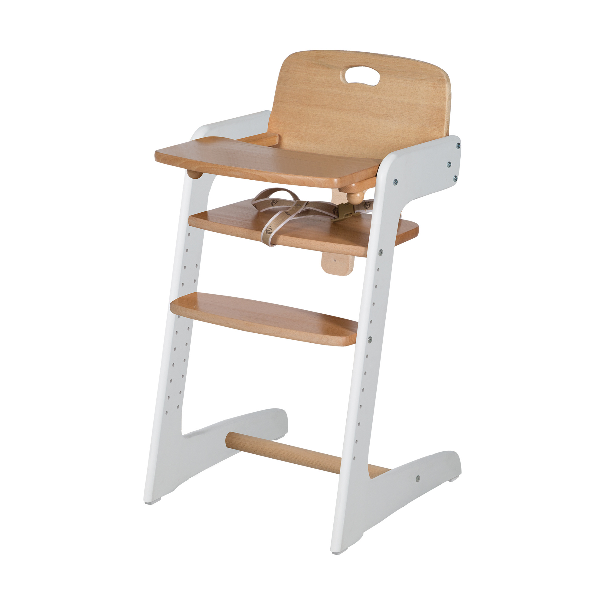 Roba '' Stair High Chair, Solid Wood, White/natural, Adjustable High Chair For Babies And Children