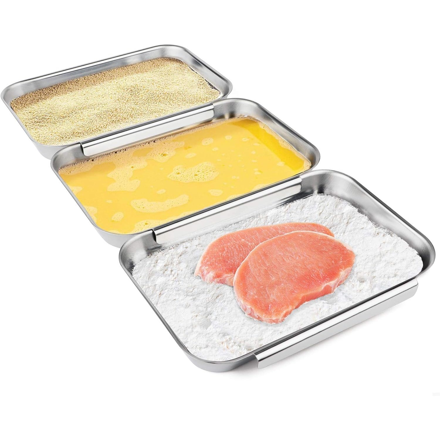 TEMU Decorative Trays, 3-piece Set Of Rectangular Stainless Steel Bowls, Stainless Steel Pot Bowl Set