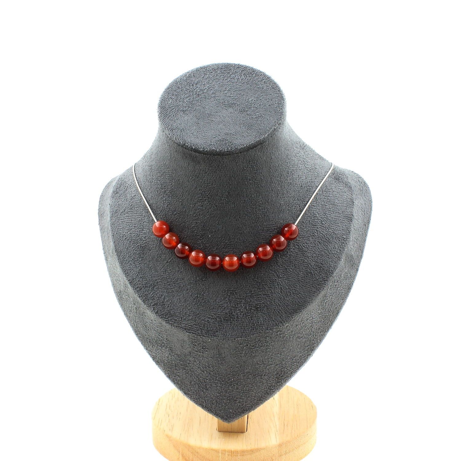 Collier 3 Perles Chrysocolle Des USA - Chaîne Acier Inox - Neuf Avec Étiquettes