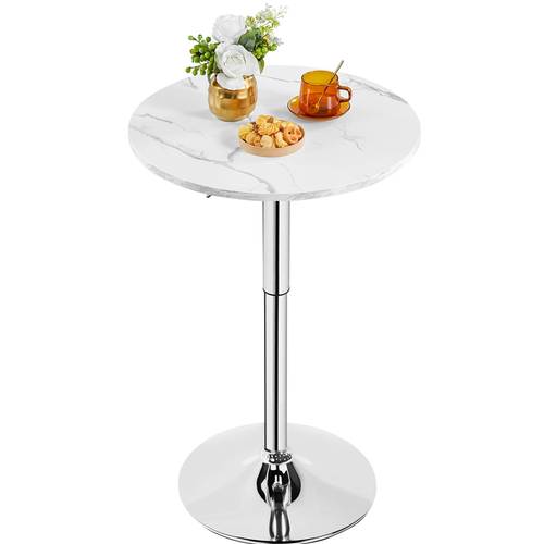 adjustable pub round 5 91 cm height range counter height bistro table with 360 swivel mdf tabletop for bar marble