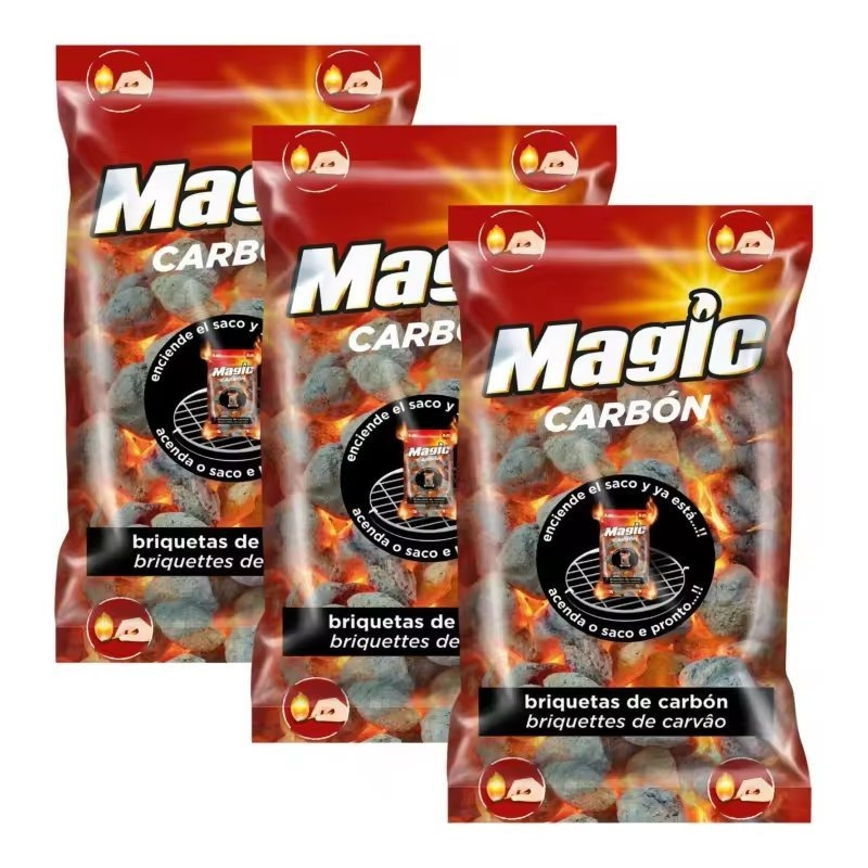 Magic - Bolsas de Briquetas de Autoencendibles (1, 4 kg) - 2 horas de - Encendido Fácil y Limpio para Barbacoas Perfectas Marca Magic
