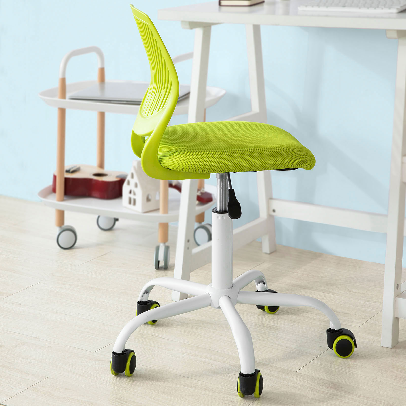 1pc Ergonomic Office Chair Swivel Computer Chair Adjustable Height - Green - Gtu75-hs