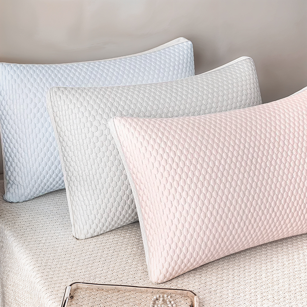 Tofu Pillows Cool Feeling Pillows For Summer, Hot Sleepers, Hypoallergenic Machine Washable Polka Dot Design, Soundwave Technology Embossed Fabric, Comfortable And Relax Head & Neck Support, Removable, 74*48*13Cm, 1000g Premium Polyester Fiber Fill
