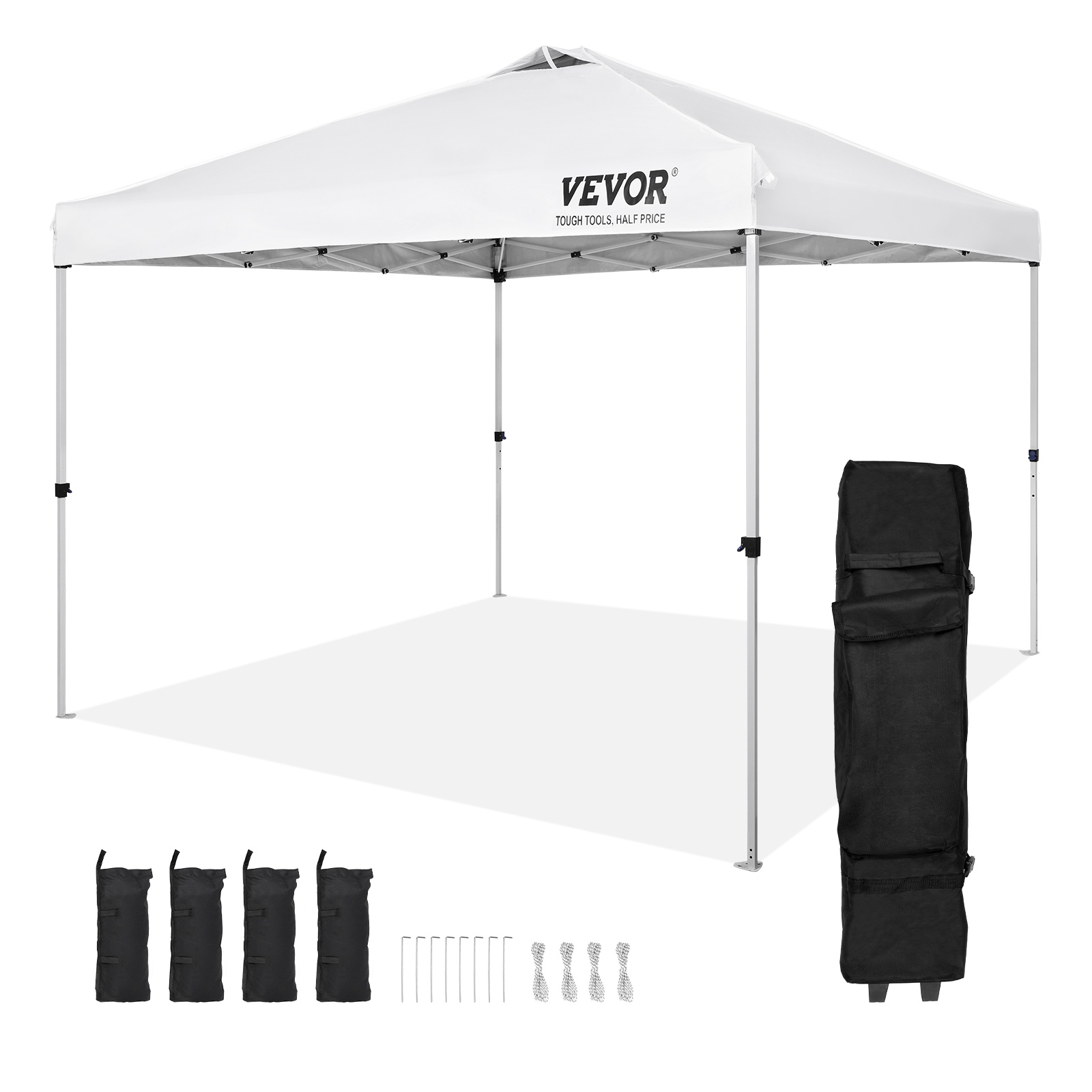 Vevor Pop Up Canopy Party Tent 10 X 10 Ft With Portable Bag For Camping White