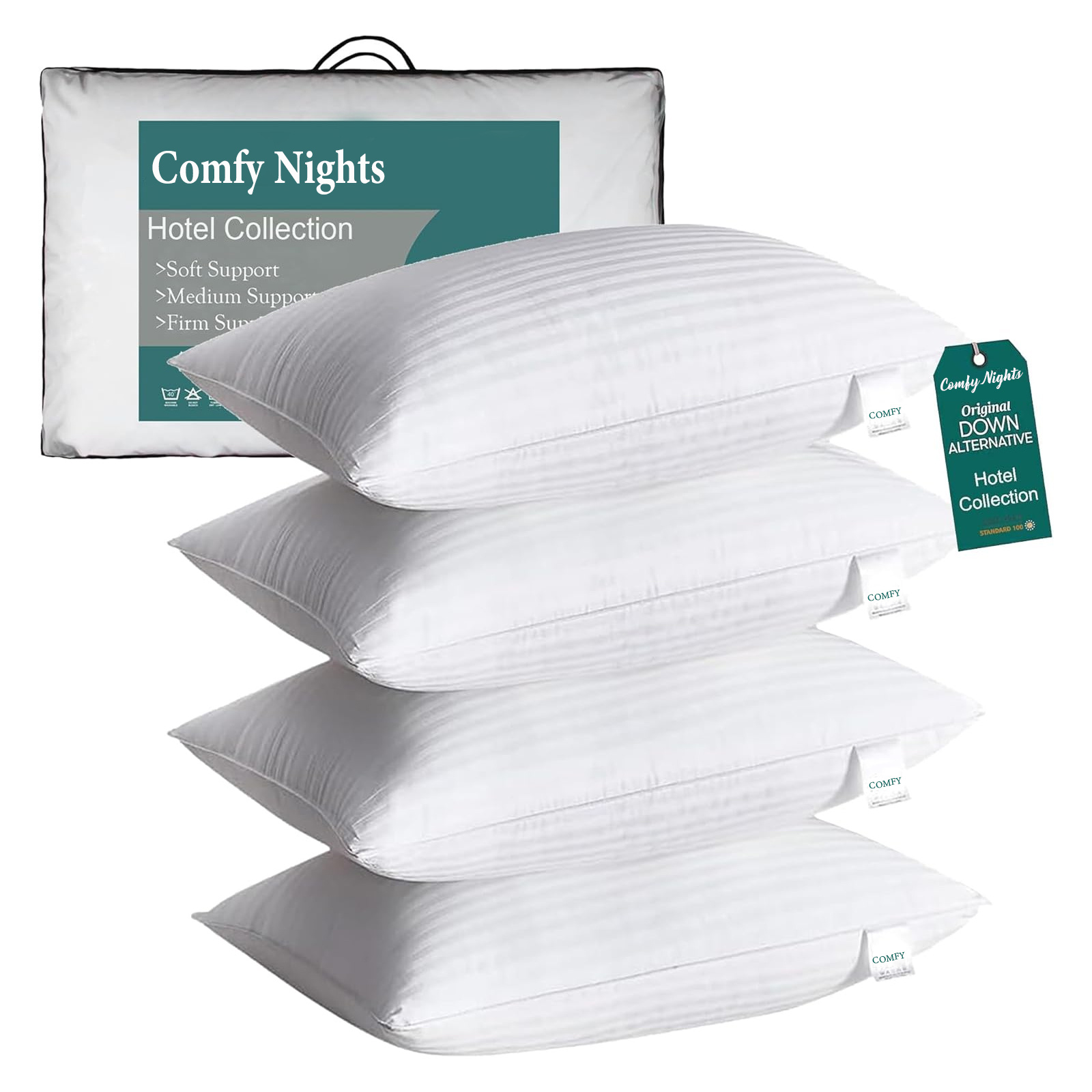 TEMU 4 Pack Hotel Side Sleeper Bounce Back Bed Pillow Premium Filled Hotel Pillows Pack Of 4