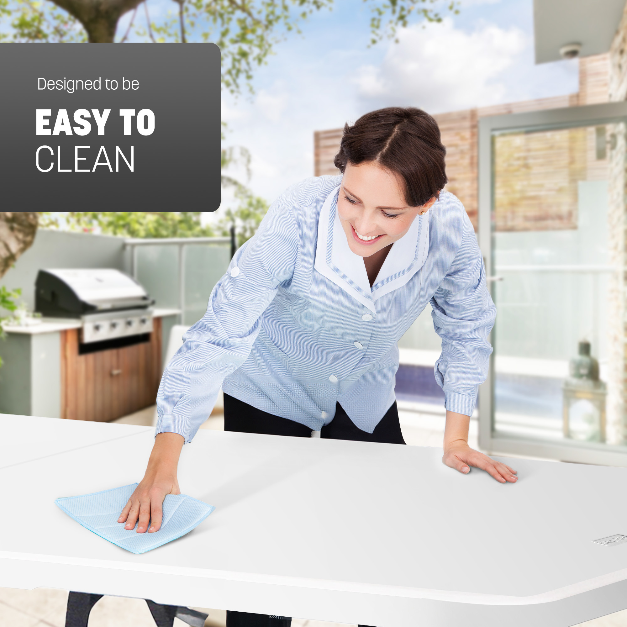 KEPLIN 6ft Folding Table - Sturdy Metal Frame, Waterproof, Portable & Easy Assembly – Ideal for Parties, BBQs, Camping