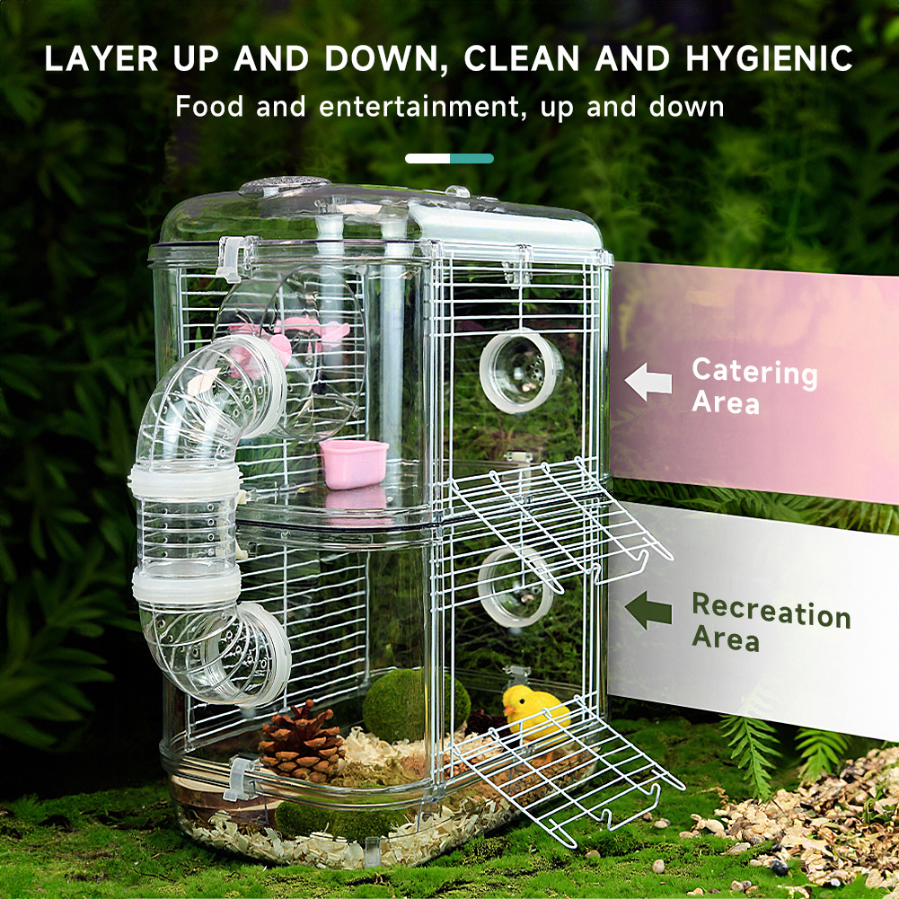 Double-Layer Hamster Cage Villa with Built-In Accessories