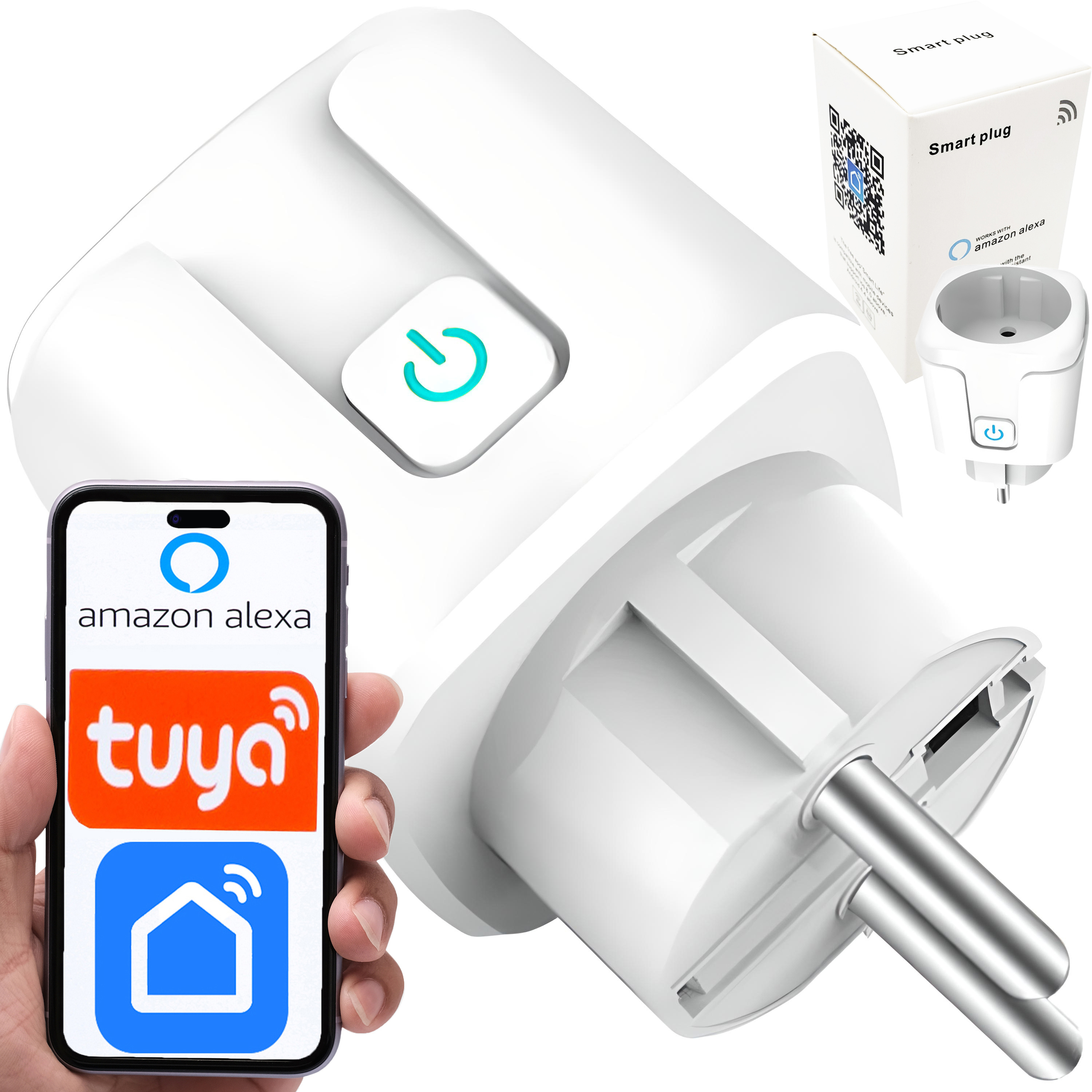 TEMU Smart WiFi Steckdose RETOO TechPro, Fernsteuerung, Stecker mit Energiezähler, Sprachsteuerung per App, Moderne Smart-Home-Lösung,