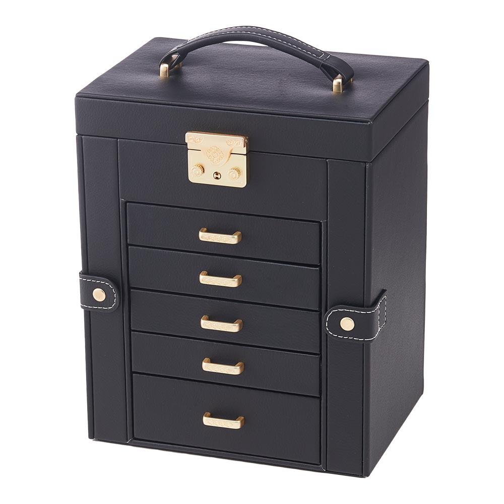 TEMU Travel Jewellery Organizer, Portable Large 6-tier Jewelry Box Lockable Jewelry Storage Case With 5 Drawers For Women Girls, Storage Box With