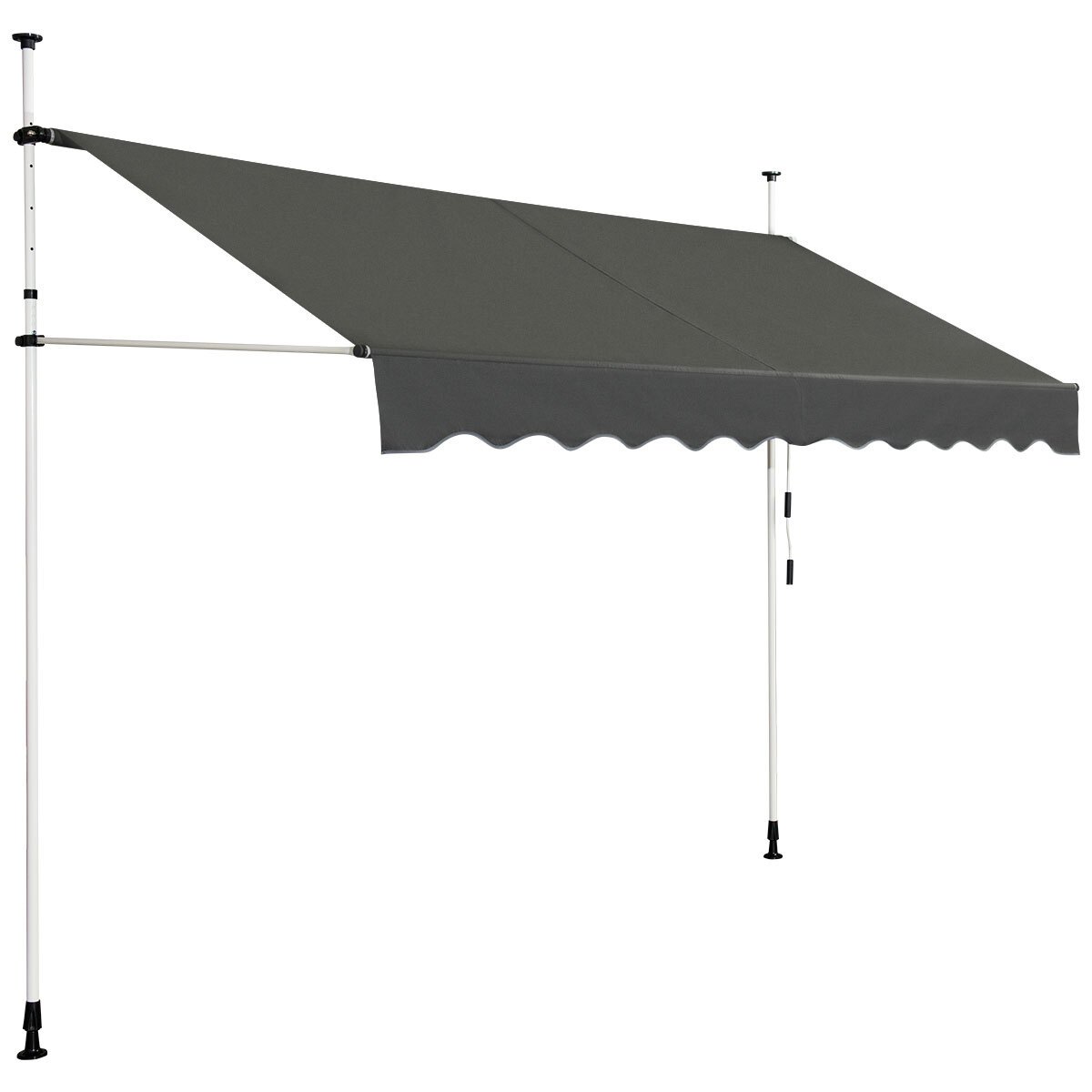 Balcony Awning With Hand Crank (300 Cm, Gray) – Uv-resistant, Water-repellent Sun Protection, Height Adjustable & No Drilling Required