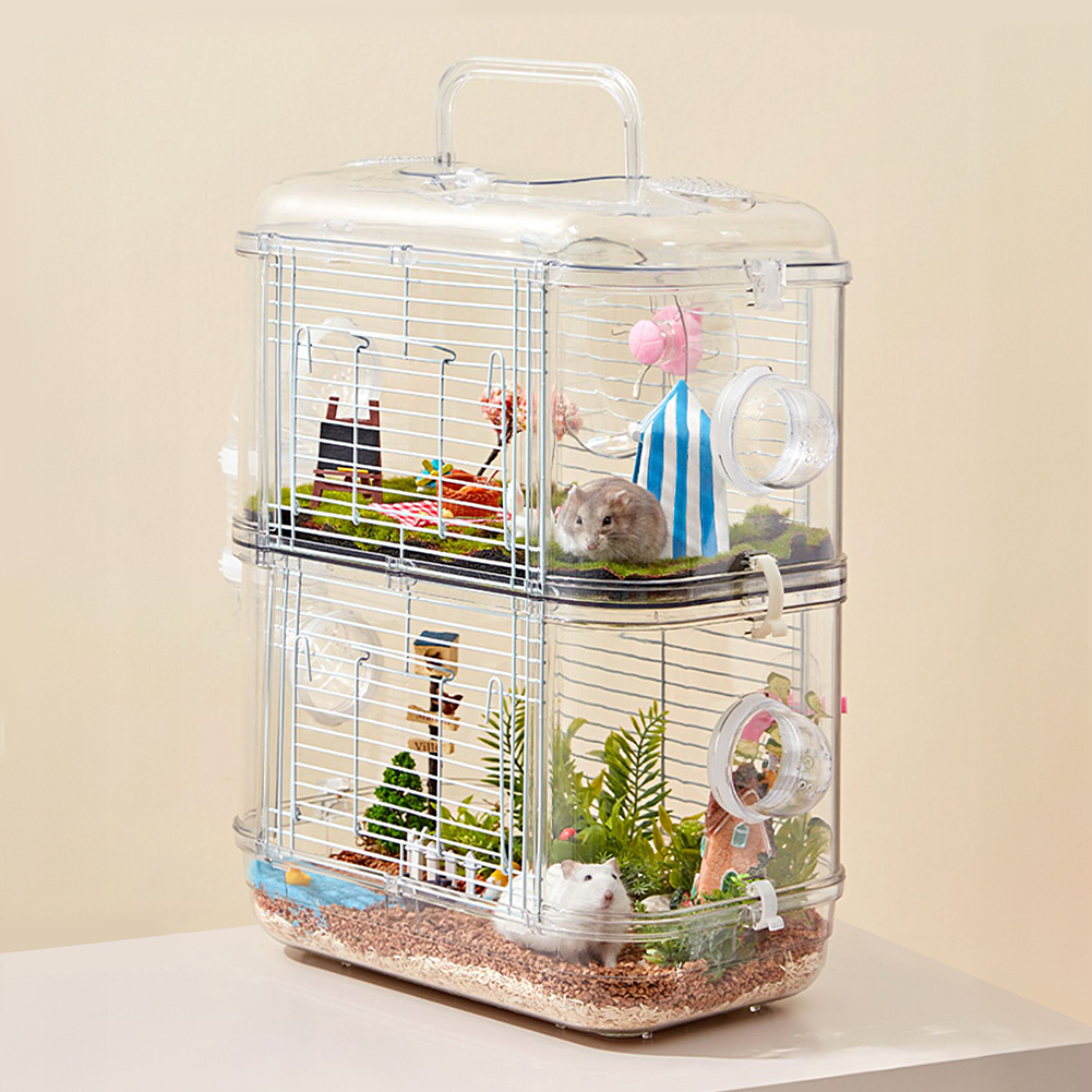 Double-Layer Hamster Cage Villa with Built-In Accessories