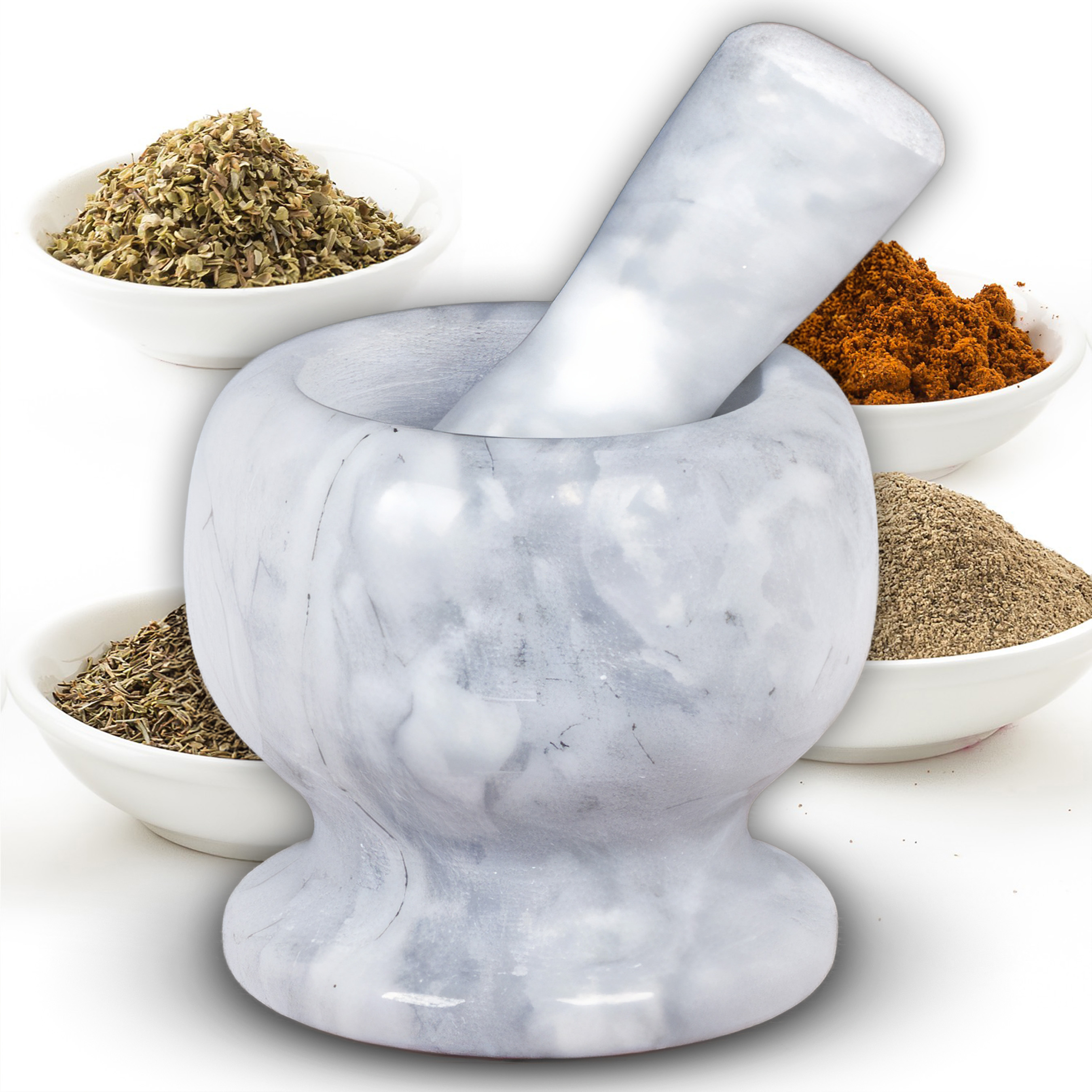 TEMU 1 RETOO Ensemble et Pilon en Marbre, de Broyage et Concassage, Bol et Pilon pour Broyer, Inclut Pilon, Outil Traditionnel pour Épices, Herbes et