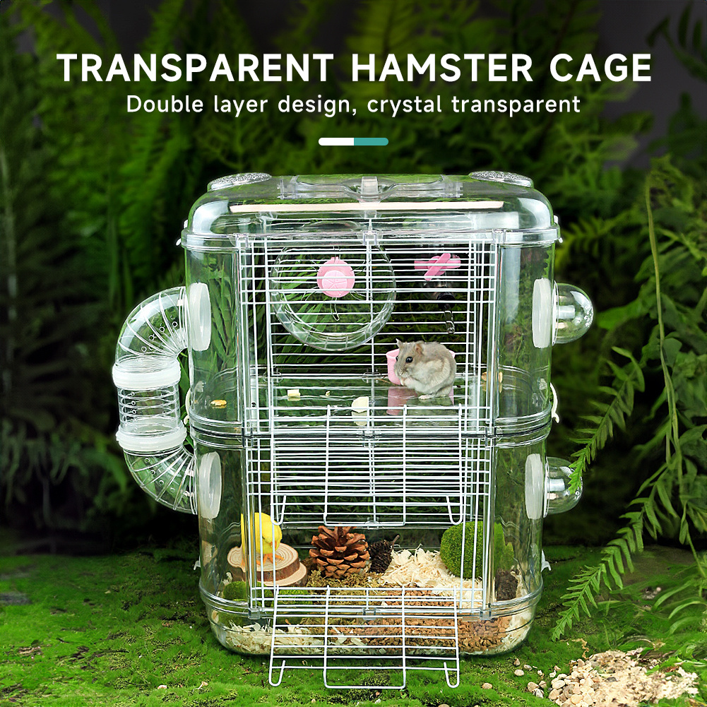 Double-Layer Hamster Cage Villa with Built-In Accessories