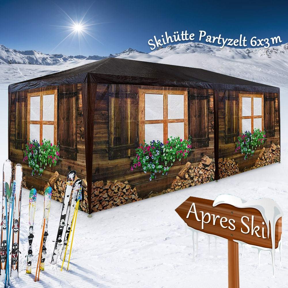 E-shop Bierzelt 3x6m Almhüttendesign 6 abnehmbare Seitenteile -Ski Oktoberfest Partyzelt Festzelt Pavillon 18qm Zelt