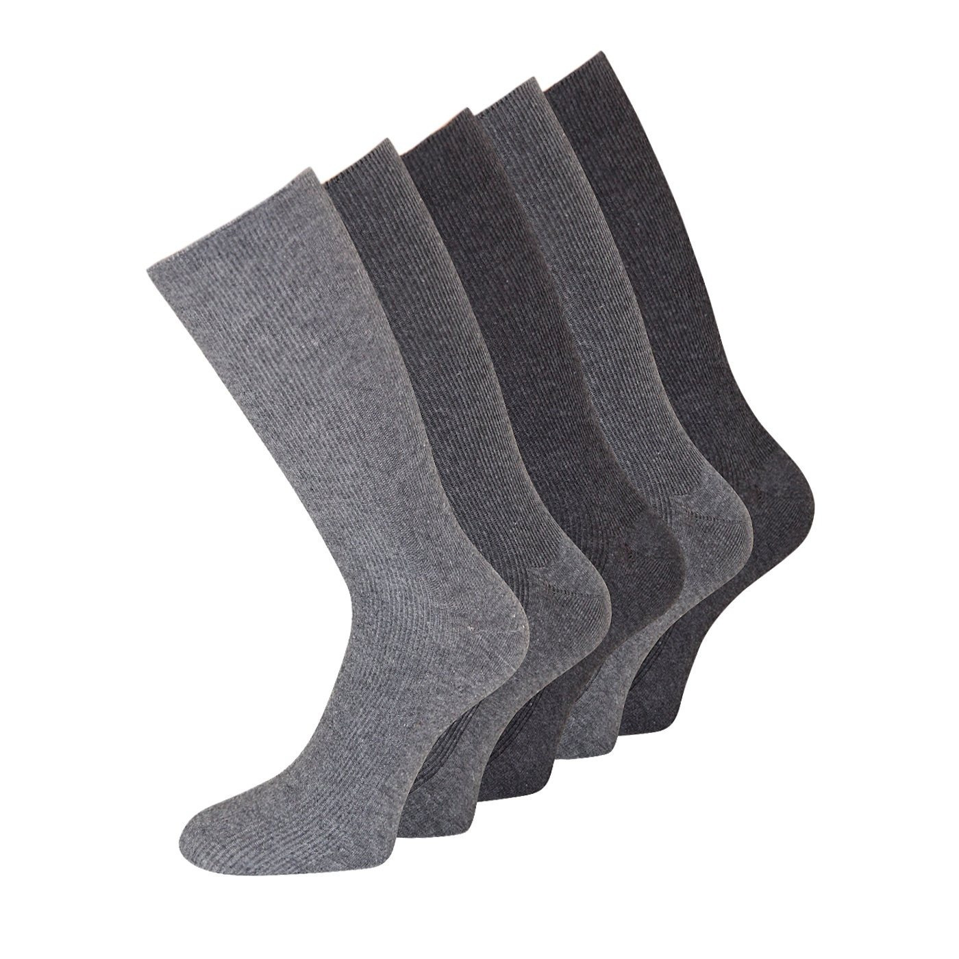 E-shop 5 Paar Herren Socken grautöne Baumwollsocken Business-Socken Anzugsocken gerippte Socken Wadensocken bequem und langlebig Größe 39-42 und 43-46