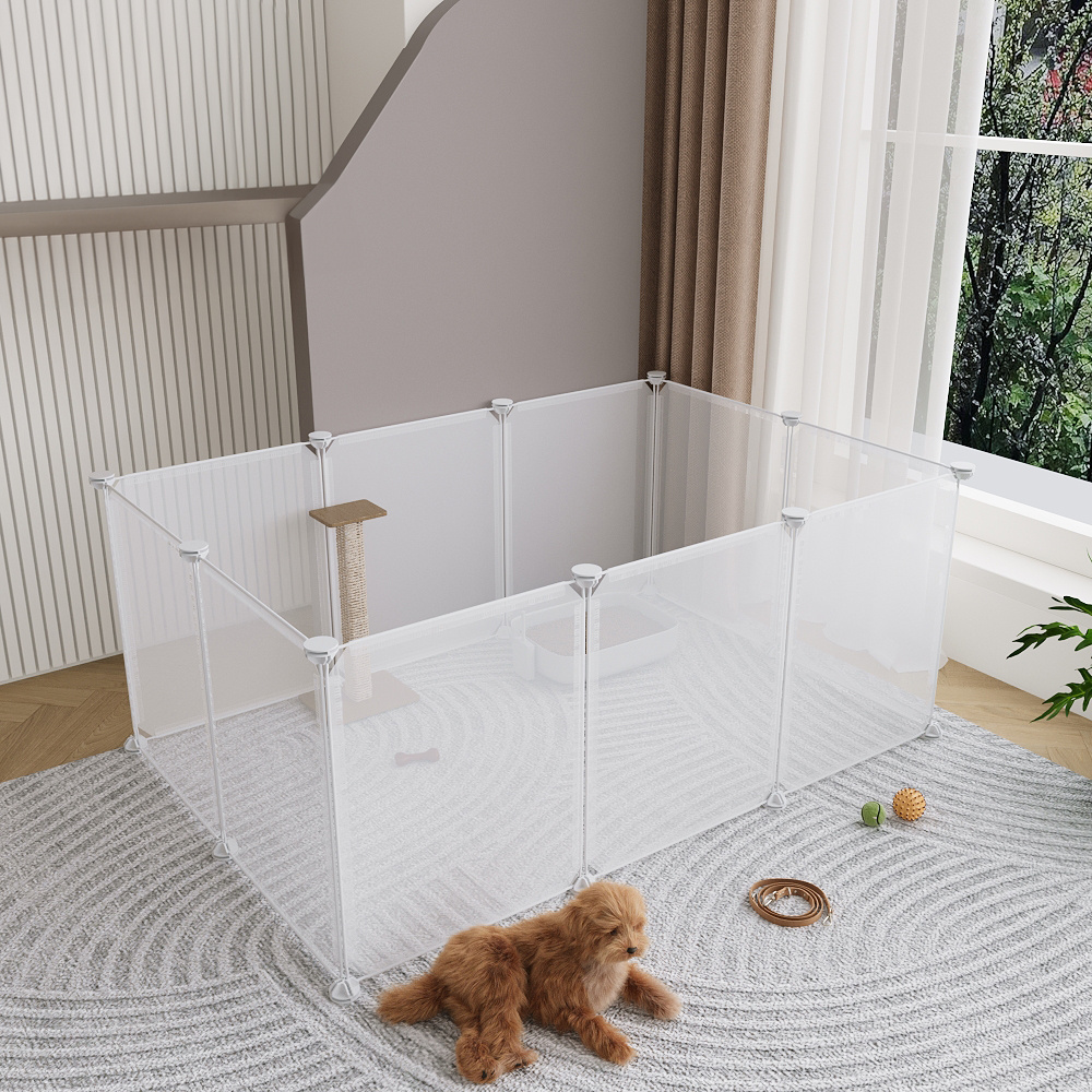 Clear Cat Playpen, 10-Panel Indoor Kitty Fence System