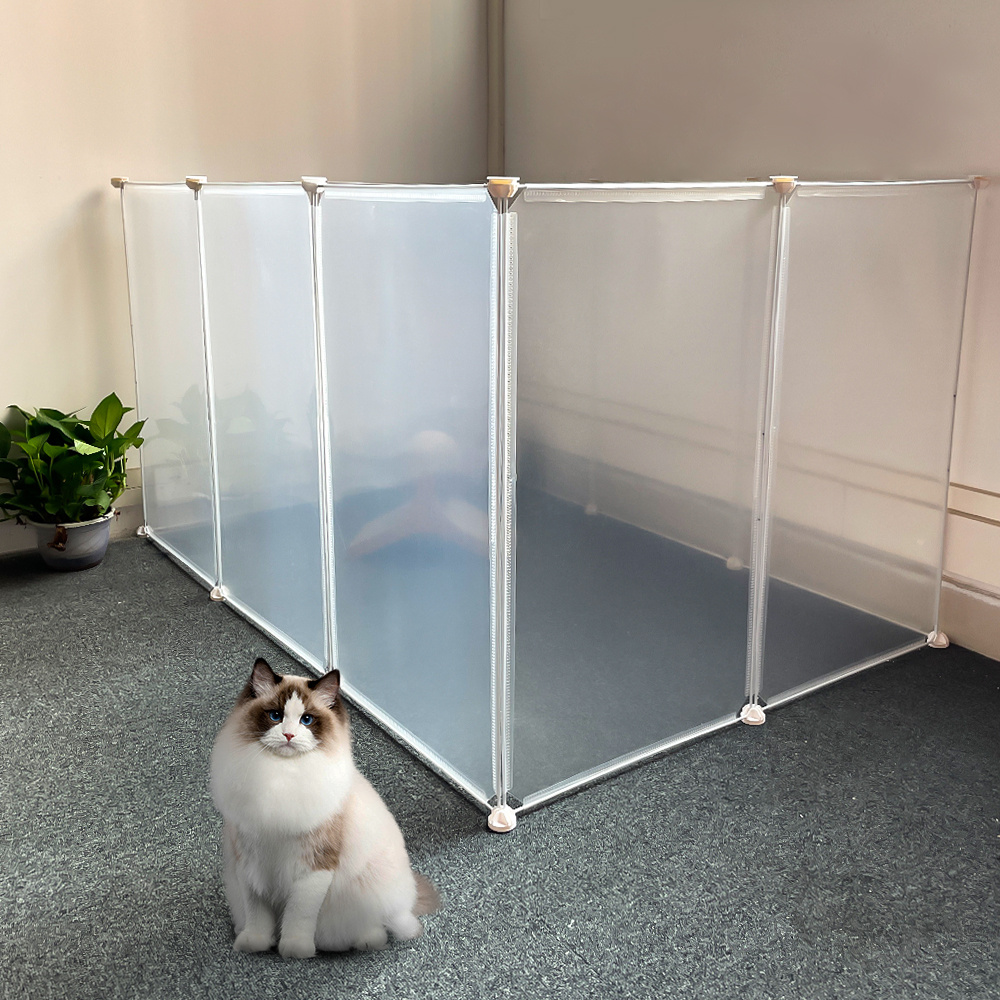 Clear Cat Playpen, 10-Panel Indoor Kitty Fence System
